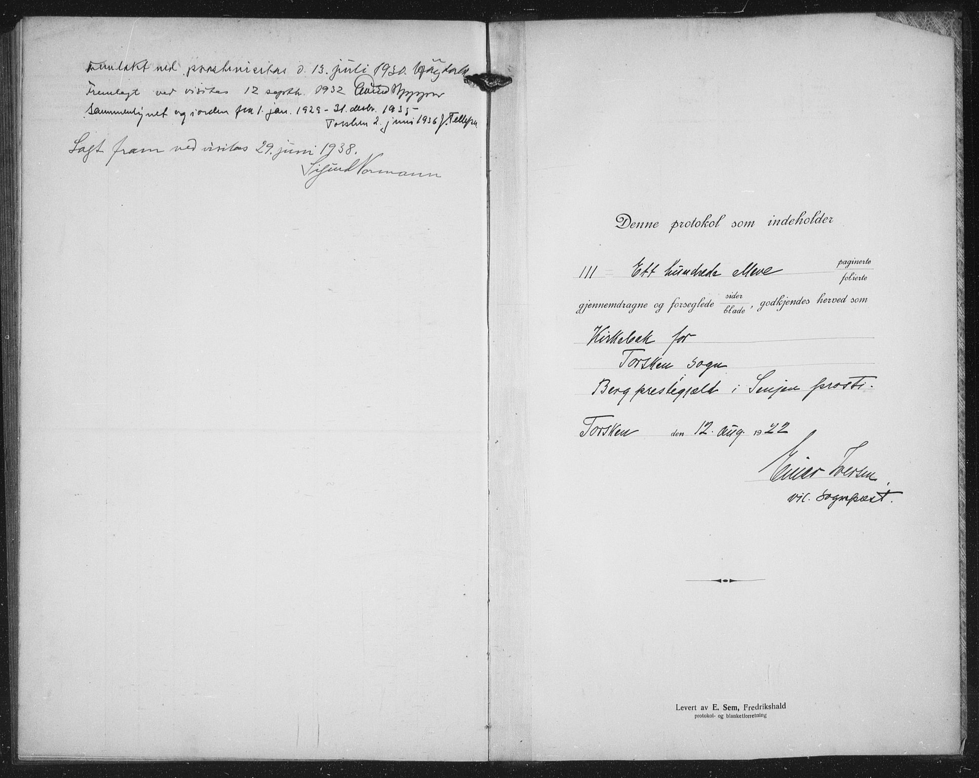 Berg sokneprestkontor, AV/SATØ-S-1318/G/Ga/Gab/L0014klokker: Klokkerbok nr. 14, 1922-1933