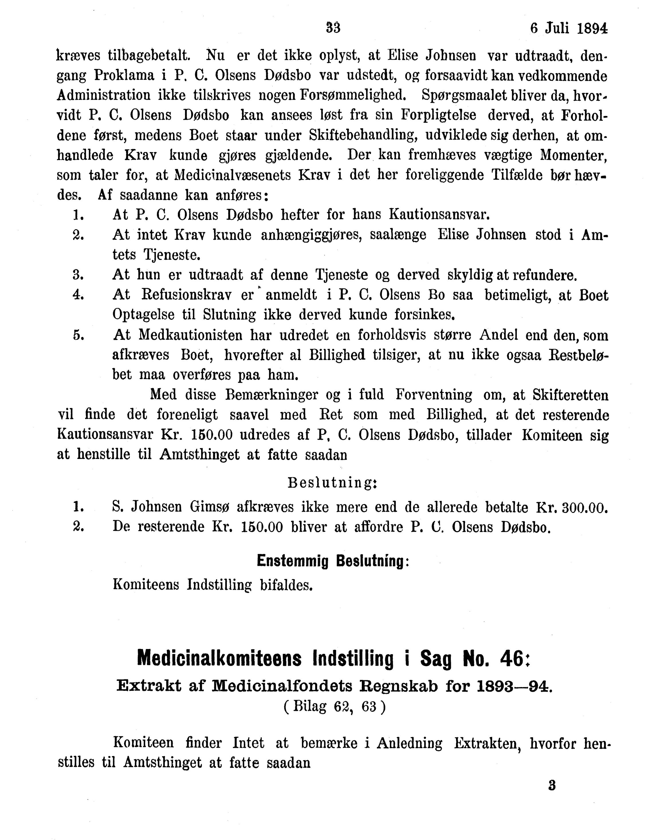 Nordland Fylkeskommune. Fylkestinget, AIN/NFK-17/176/A/Ac/L0017: Fylkestingsforhandlinger 1894, 1894