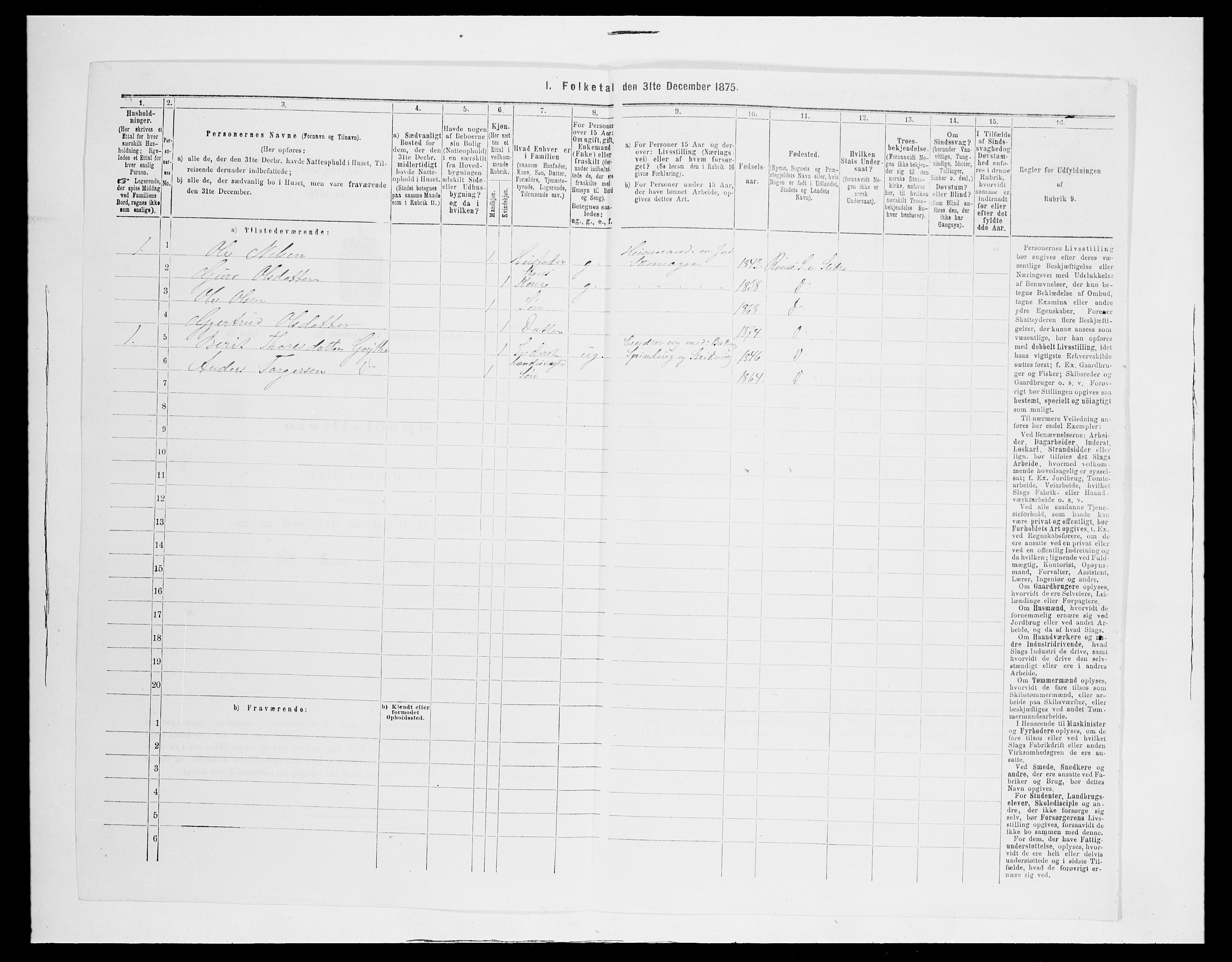 SAH, Folketelling 1875 for 0543P Vestre Slidre prestegjeld, 1875, s. 945