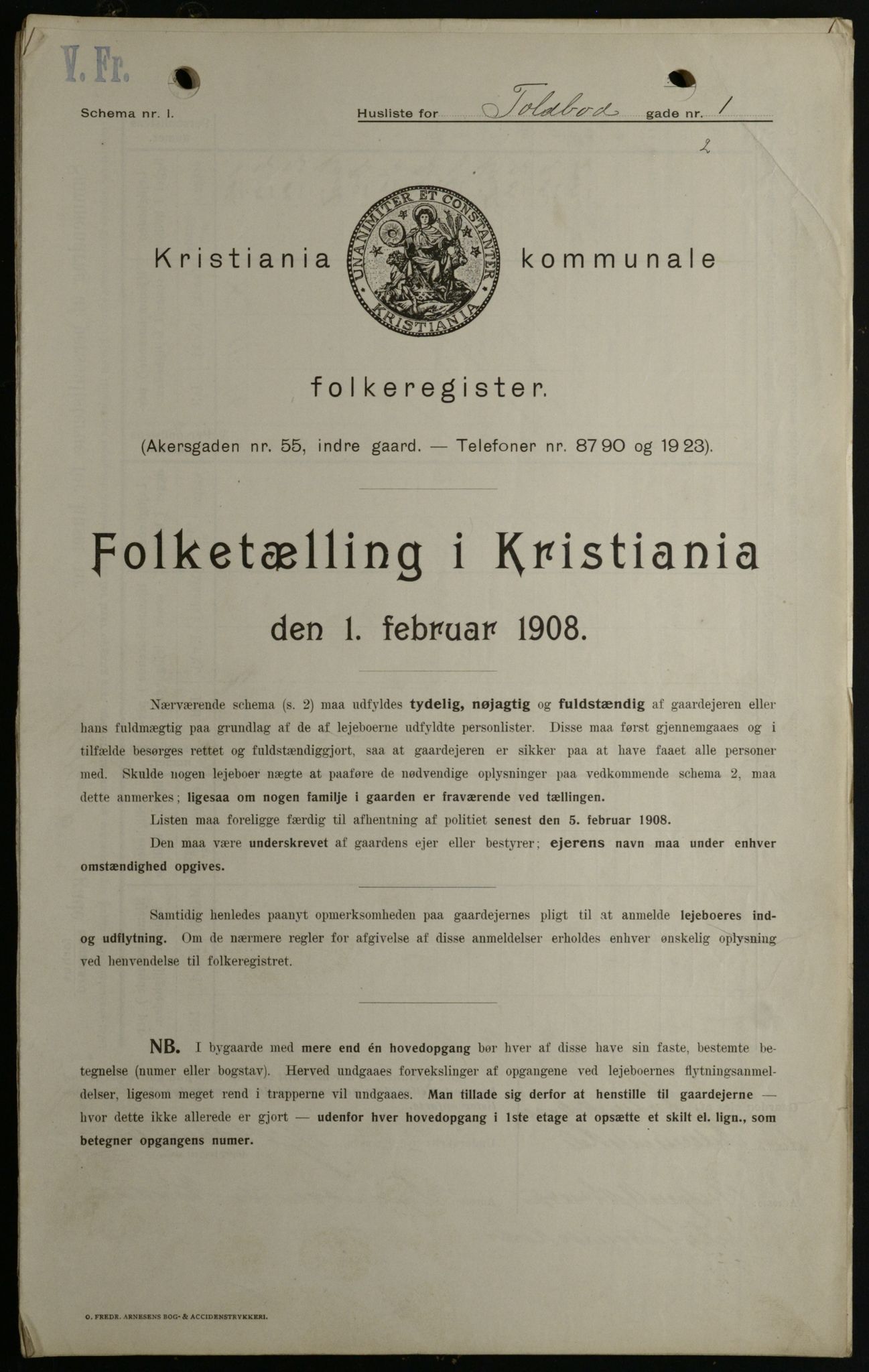 OBA, Kommunal folketelling 1.2.1908 for Kristiania kjøpstad, 1908, s. 101650