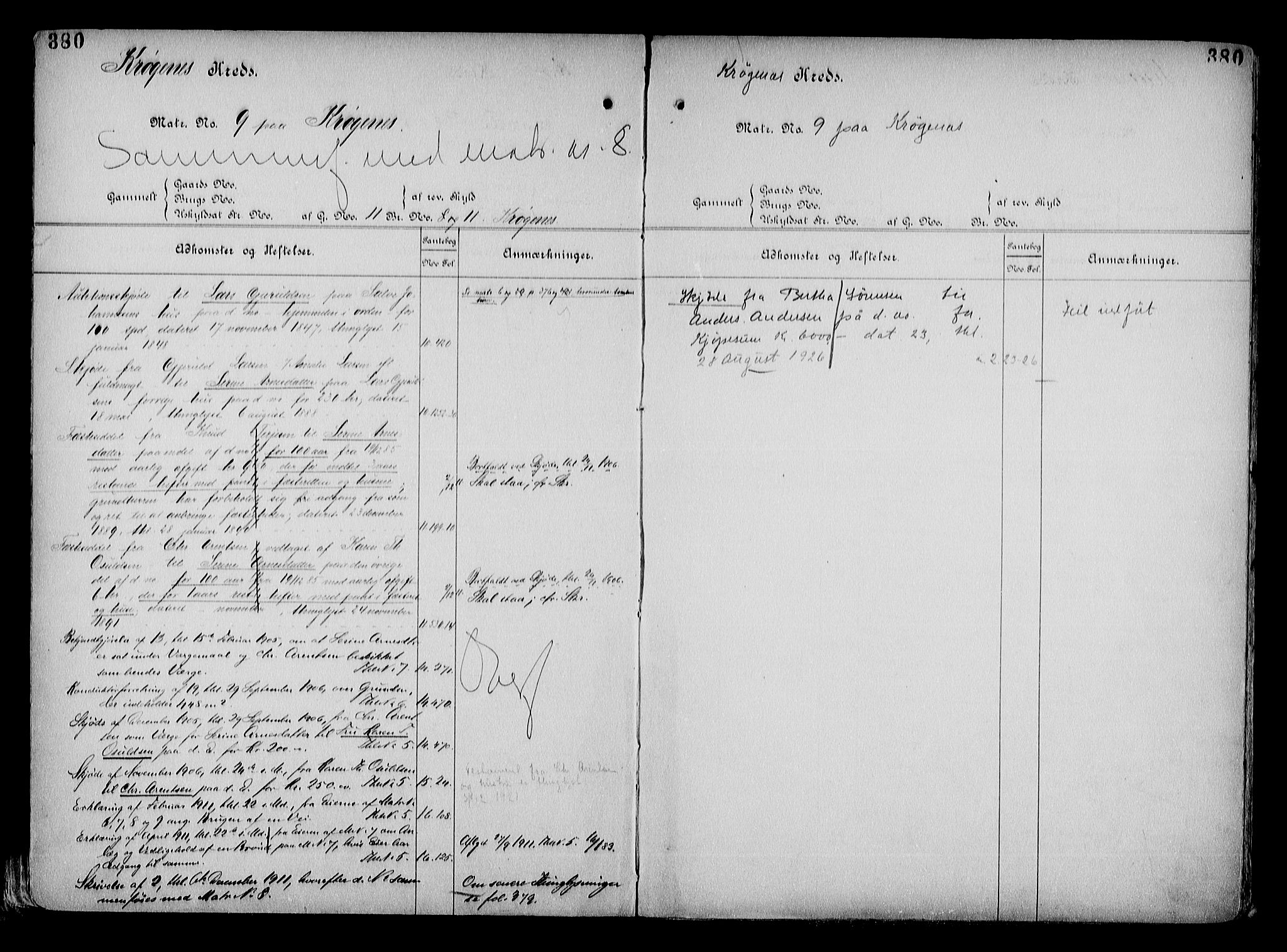Arendal byfogd, AV/SAK-1222-0001/G/Ga/L0015: Panteregister nr. 13, 1860-1960, s. 380