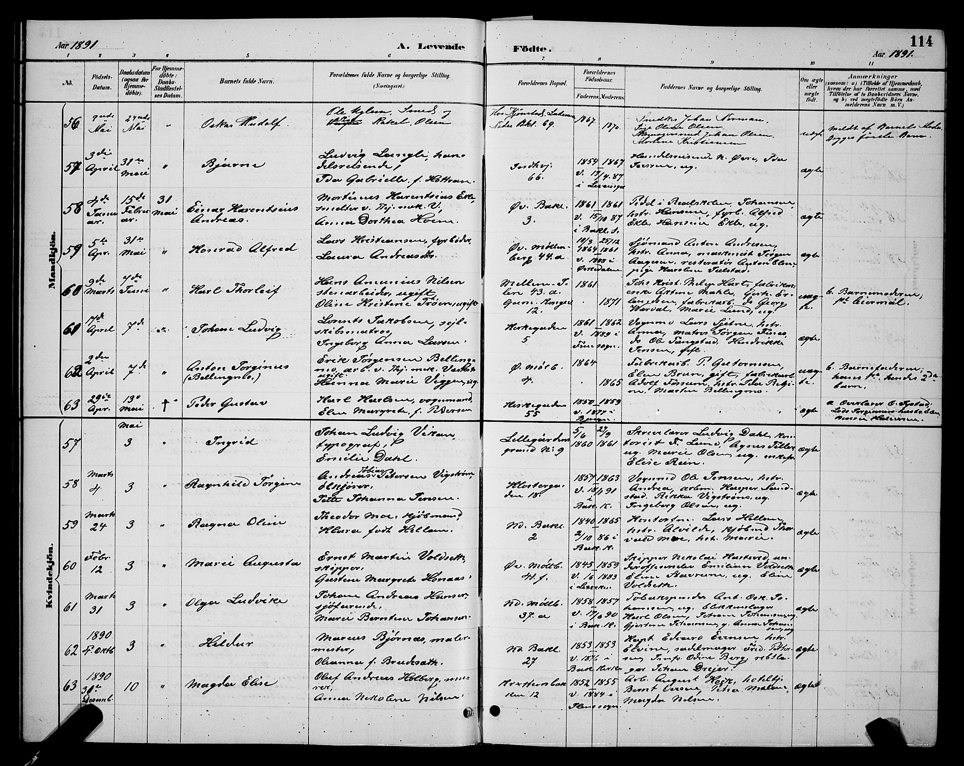 Ministerialprotokoller, klokkerbøker og fødselsregistre - Sør-Trøndelag, SAT/A-1456/604/L0222: Klokkerbok nr. 604C05, 1886-1895, s. 114