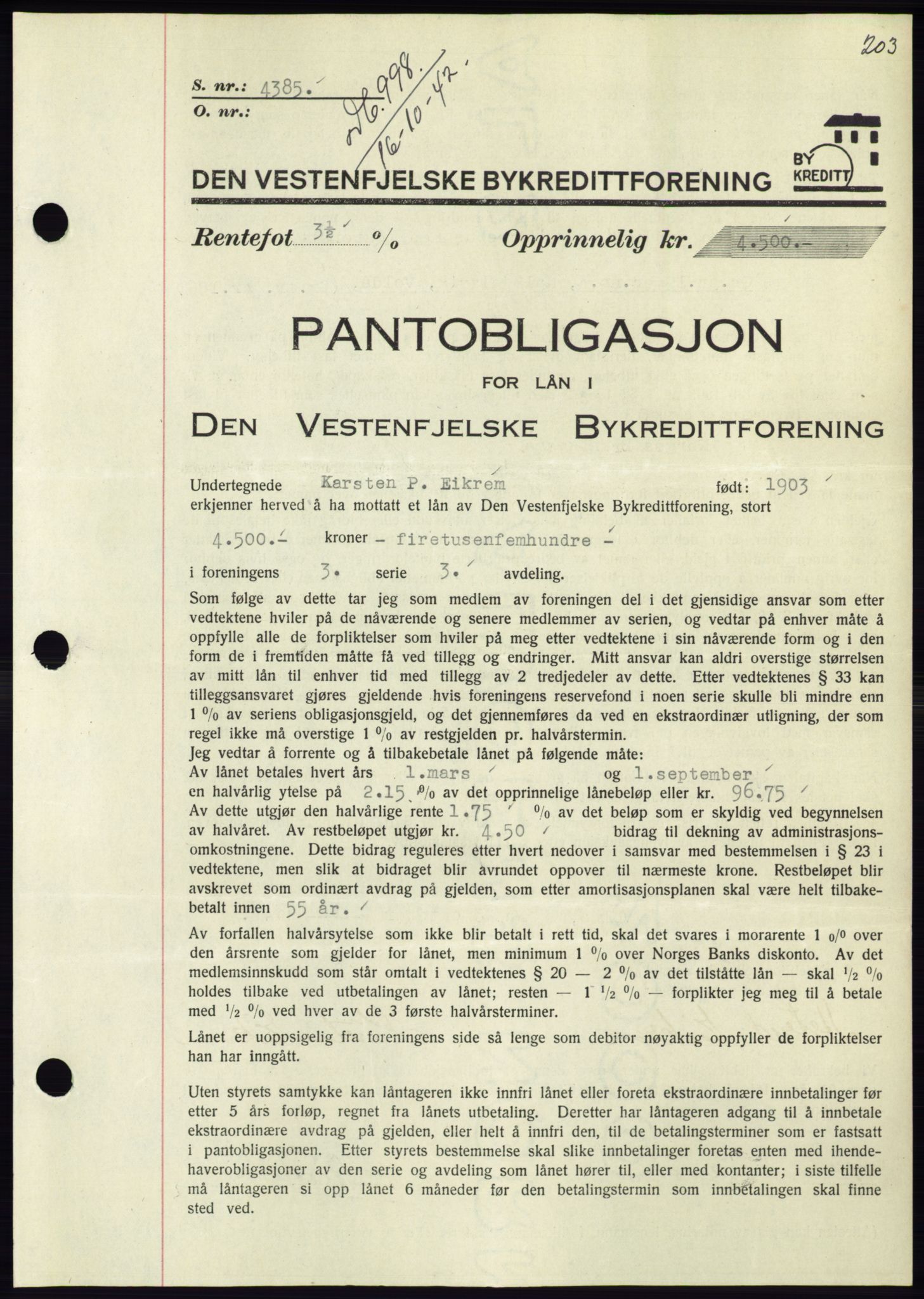 Søre Sunnmøre sorenskriveri, SAT/A-4122/1/2/2C/L0074: Pantebok nr. 68, 1942-1943, Dagboknr: 998/1942