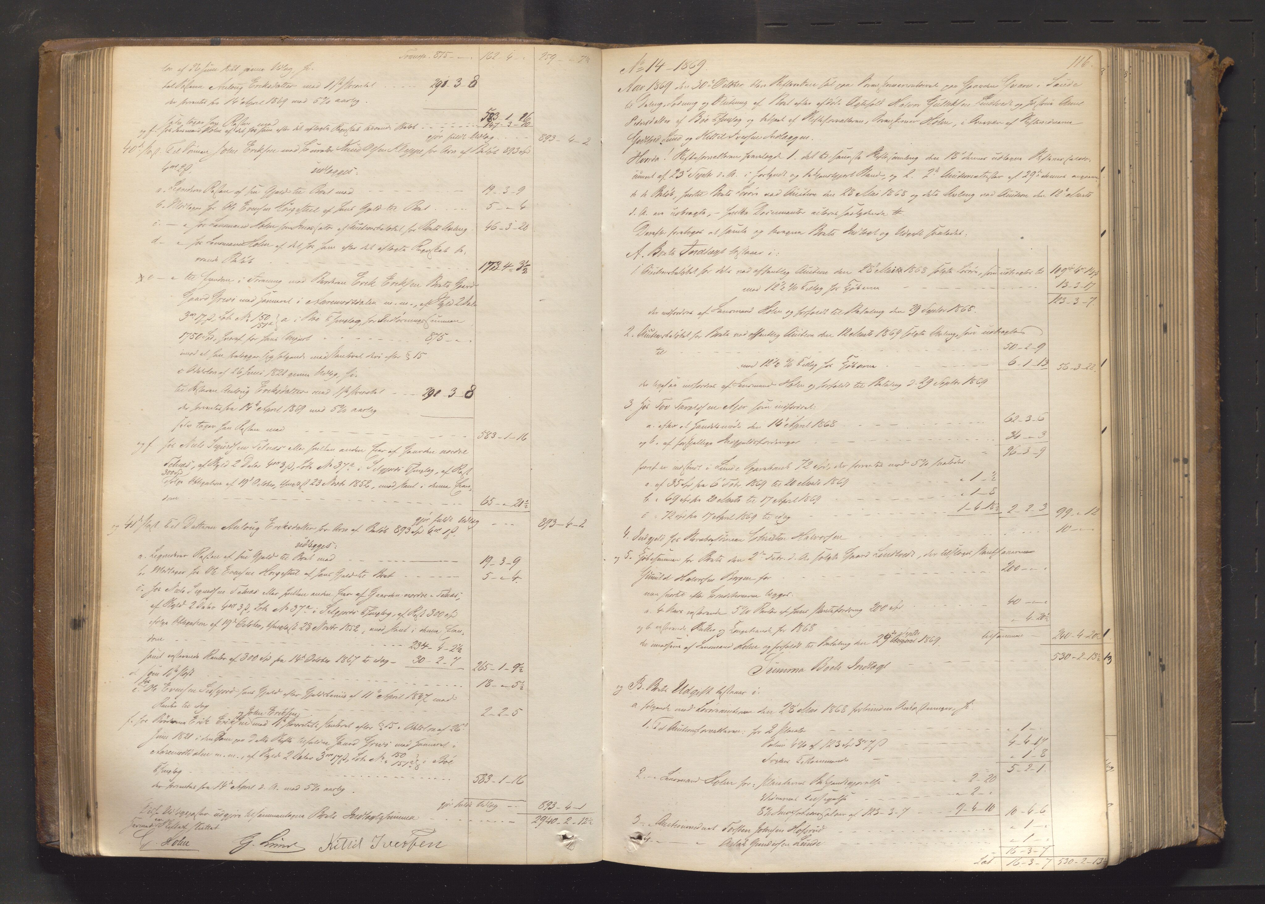 Nedre Telemark sorenskriveri, AV/SAKO-A-135/H/Hb/Hbe/L0002: Skifteutlodningsprotokoll, 1867-1878, s. 115b-116a
