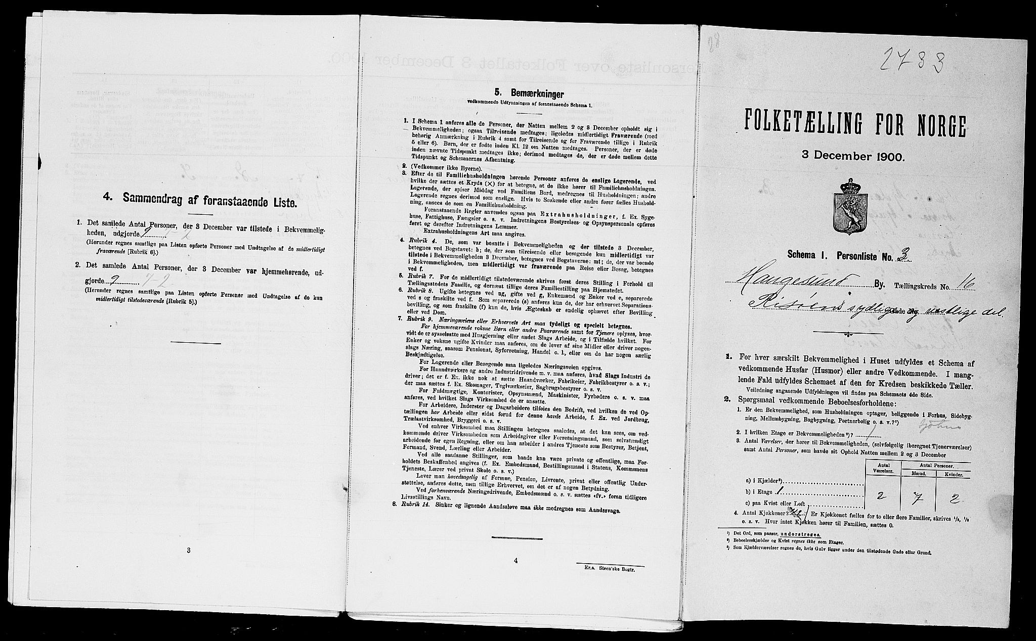 SAST, Folketelling 1900 for 1106 Haugesund kjøpstad, 1900, s. 2854