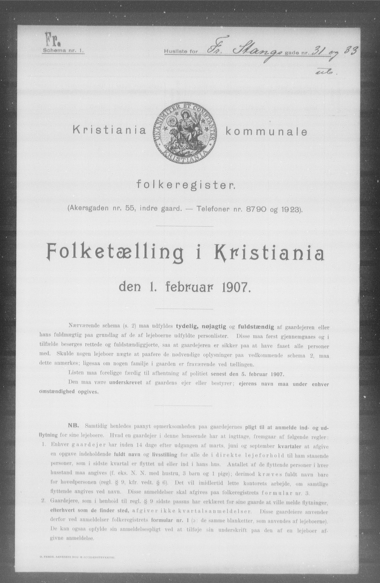 OBA, Kommunal folketelling 1.2.1907 for Kristiania kjøpstad, 1907, s. 13574