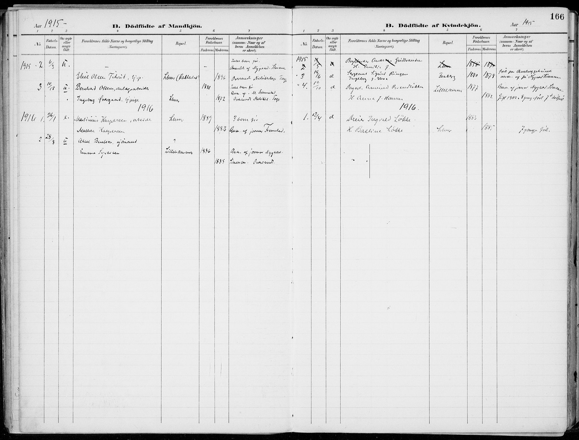 Lillehammer prestekontor, SAH/PREST-088/H/Ha/Haa/L0001: Ministerialbok nr. 1, 1901-1916, s. 166