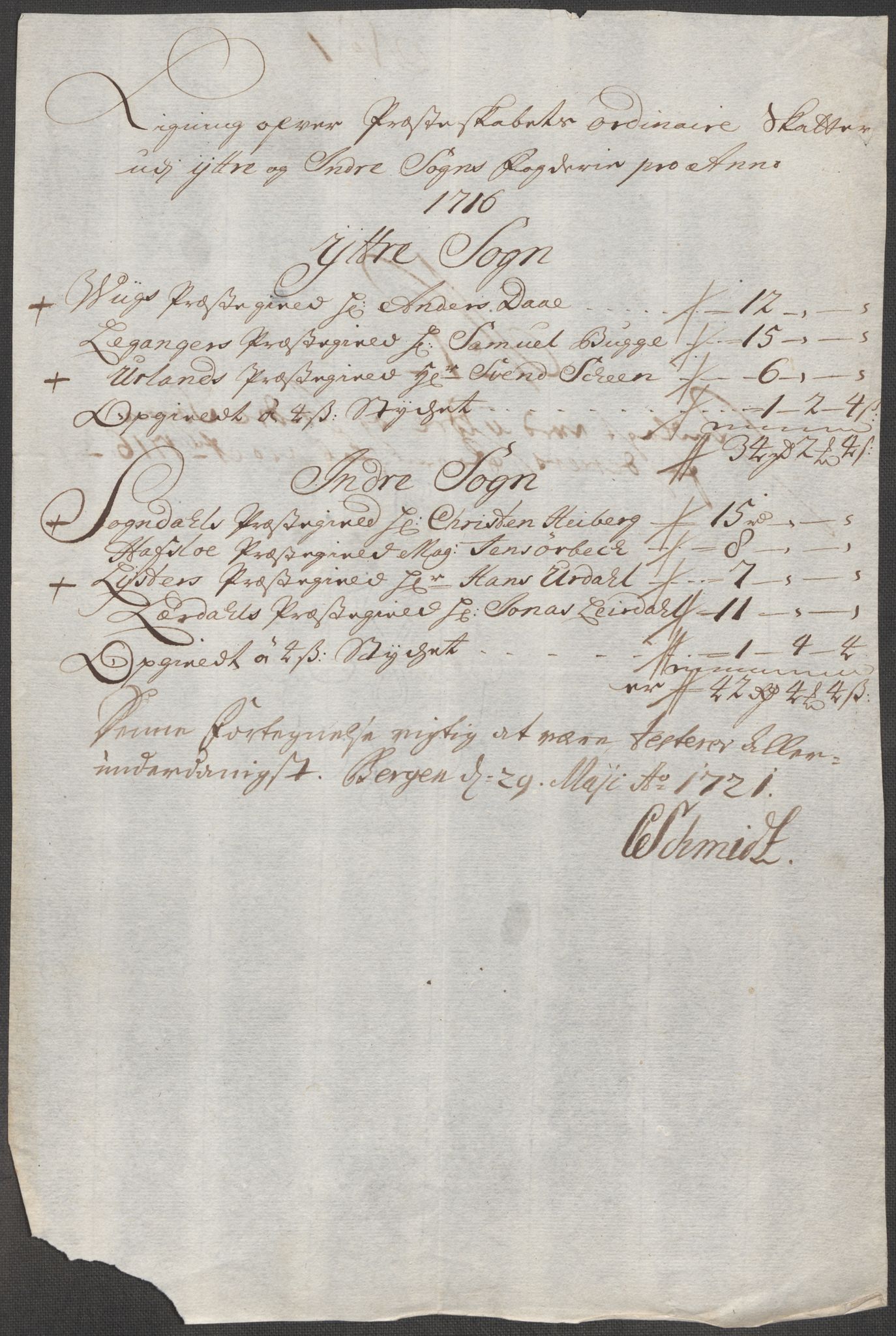 Rentekammeret inntil 1814, Reviderte regnskaper, Fogderegnskap, AV/RA-EA-4092/R52/L3320: Fogderegnskap Sogn, 1715-1716, s. 380