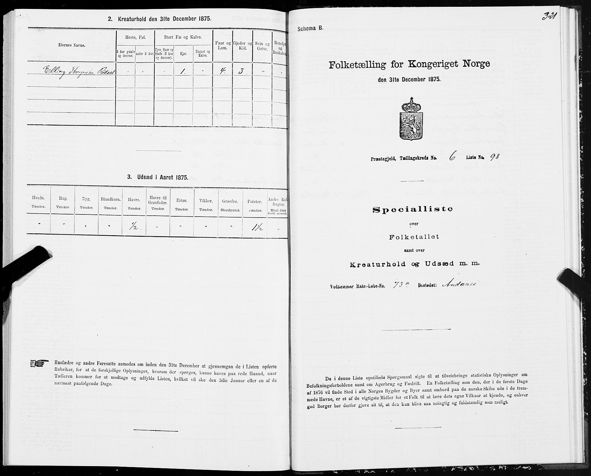 SAT, Folketelling 1875 for 1519P Volda prestegjeld, 1875, s. 4321