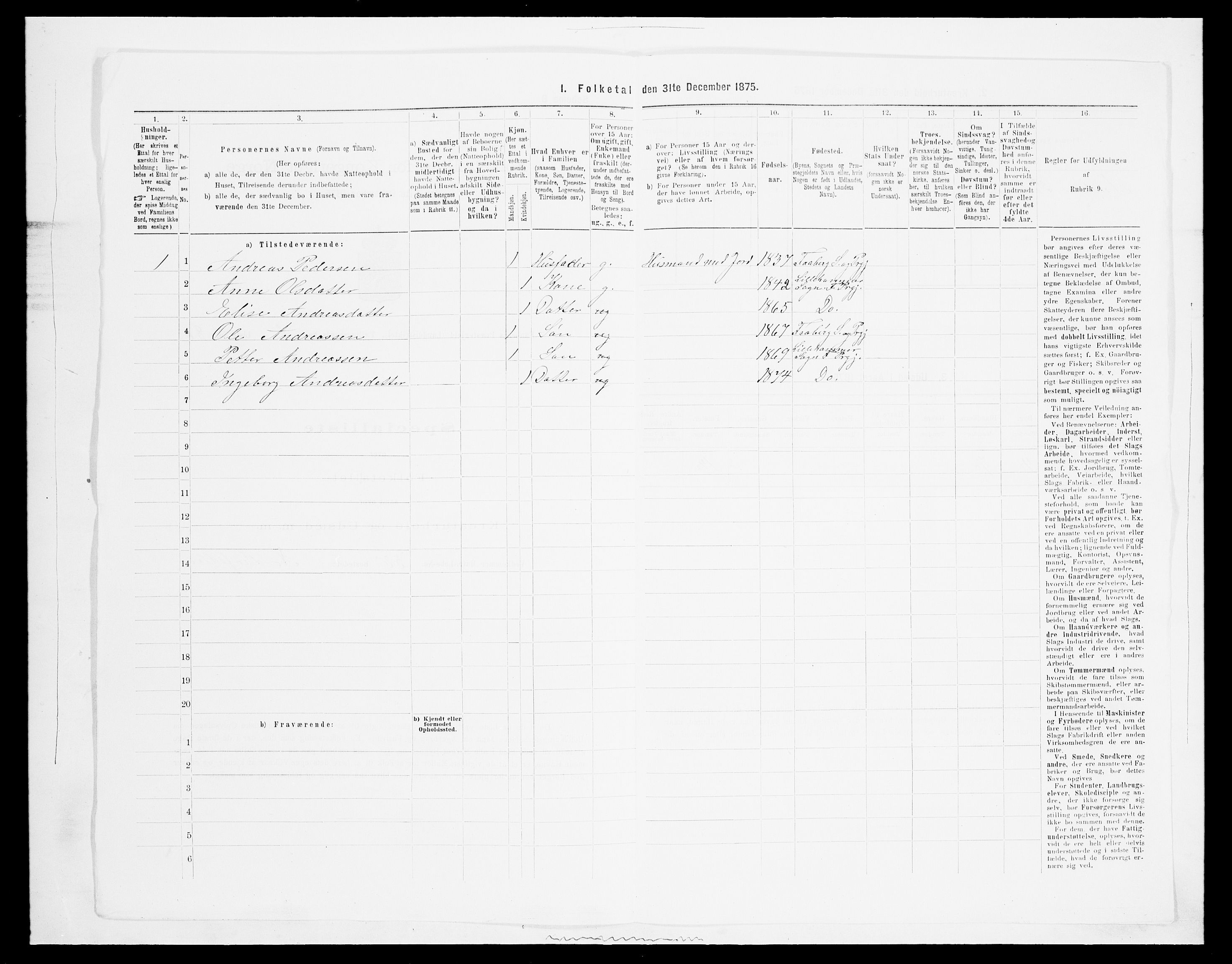 SAH, Folketelling 1875 for 0524L Fåberg prestegjeld, Fåberg sokn og Lillehammer landsokn, 1875, s. 270