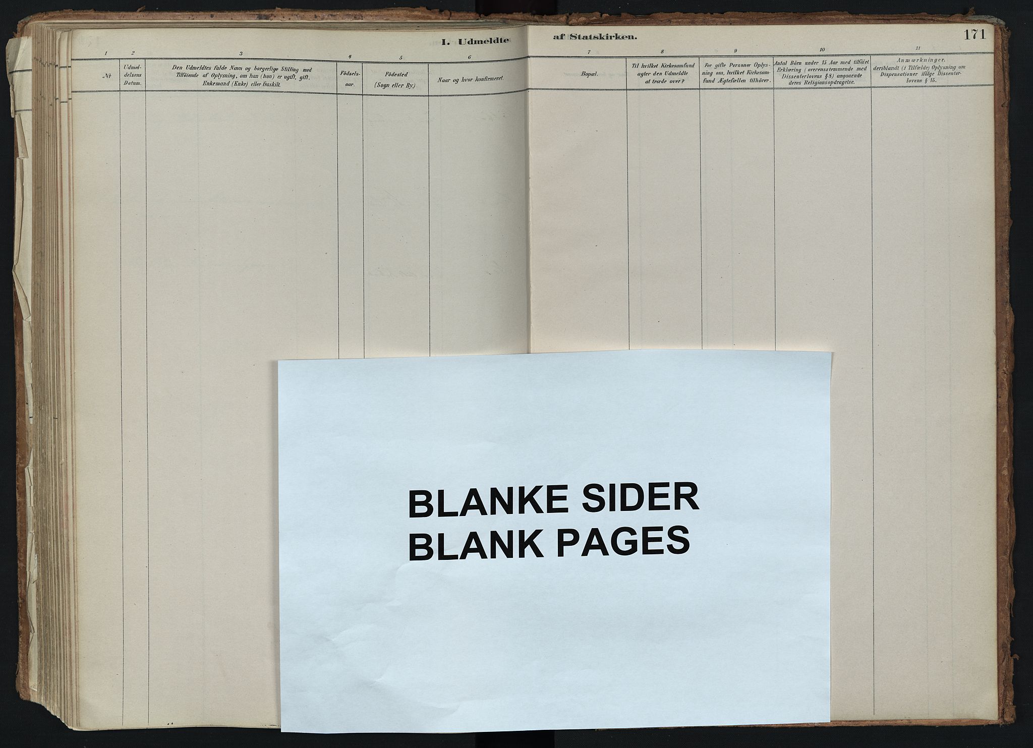 Brunlanes kirkebøker, AV/SAKO-A-342/F/Fd/L0001: Ministerialbok nr. IV 1, 1878-1917, s. 171