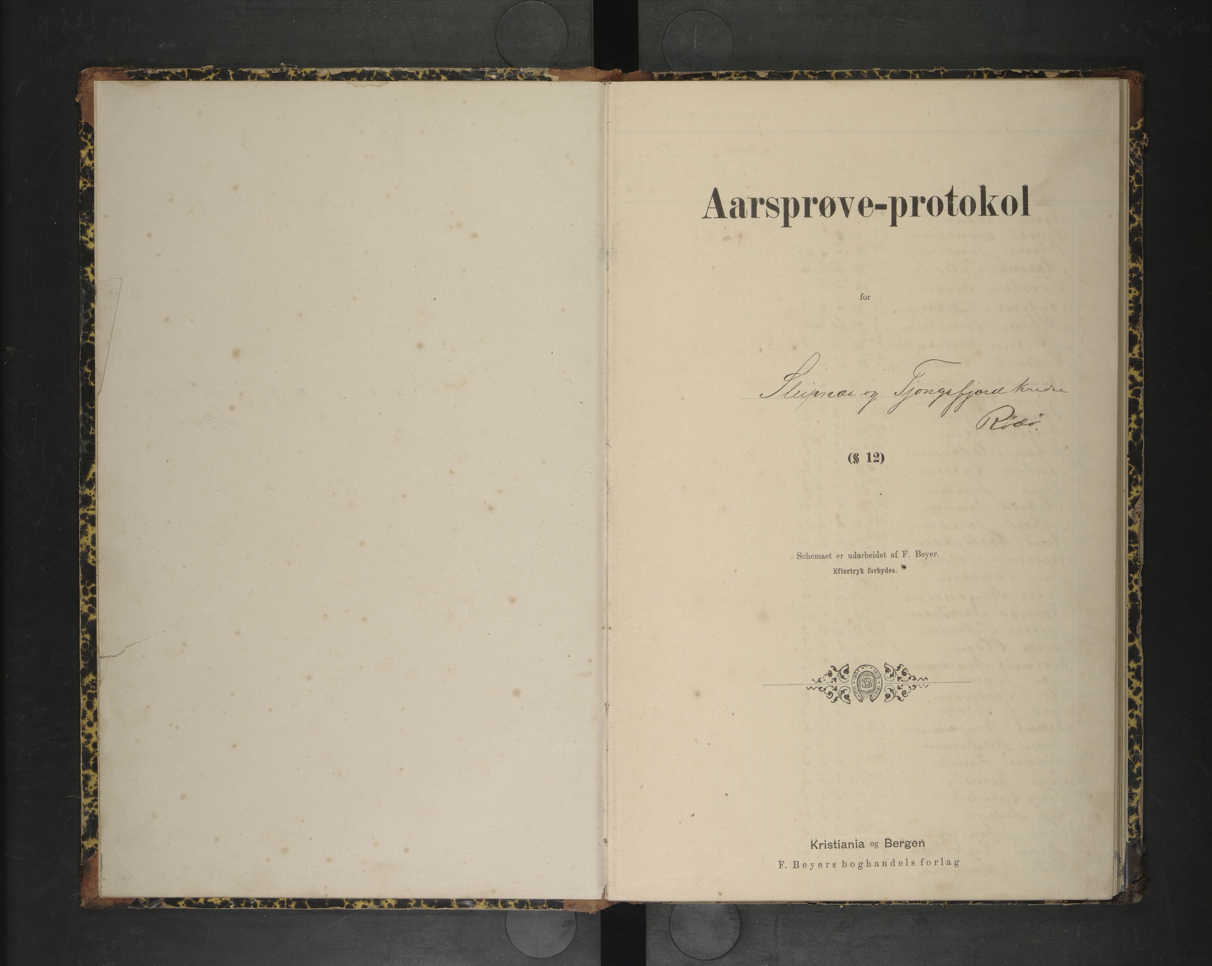 Rødøy kommune. Ymse skolekretser , AIN/K-18360.510.04/F/Fb/L0002: Karakterprotokoll: Værnes/Myken/Tjongsfjord/Sleipnes , 1891-1909