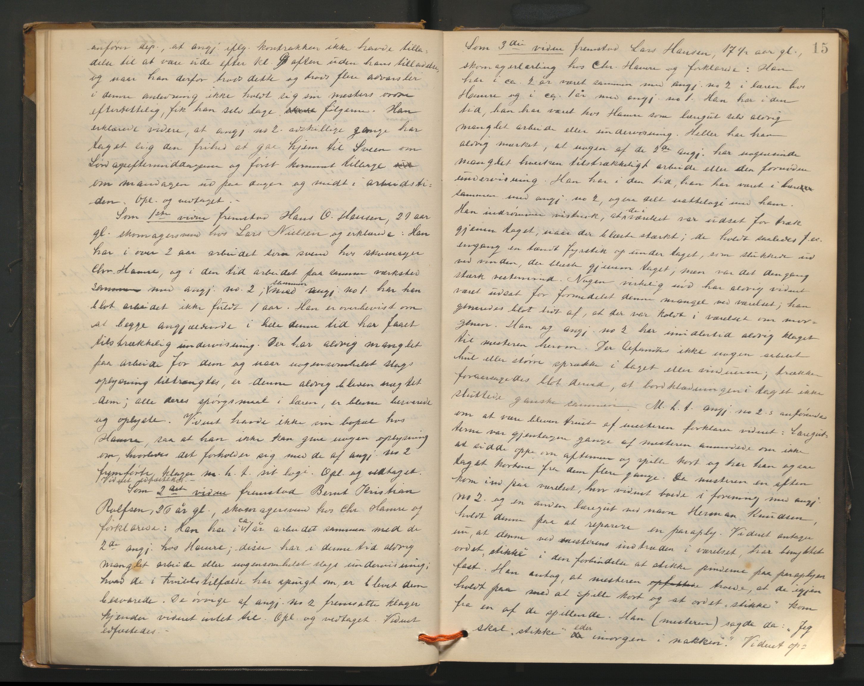 Haugesund tingrett, AV/SAST-A-101415/01/V/VB/VBd/L0001: Ekstrarettsprotokoll, 1883, s. 15