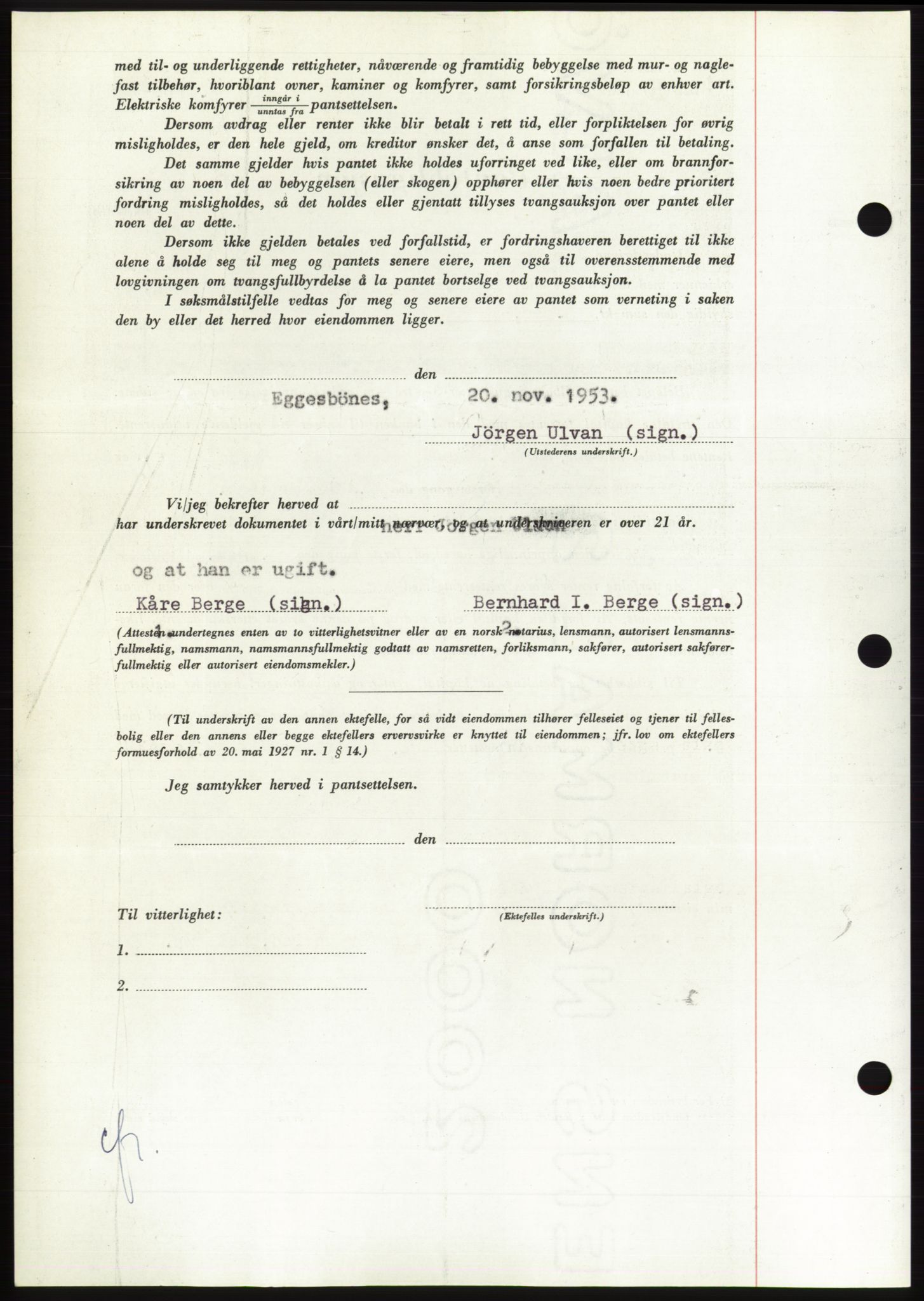 Søre Sunnmøre sorenskriveri, AV/SAT-A-4122/1/2/2C/L0124: Pantebok nr. 12B, 1953-1954, Dagboknr: 2943/1953
