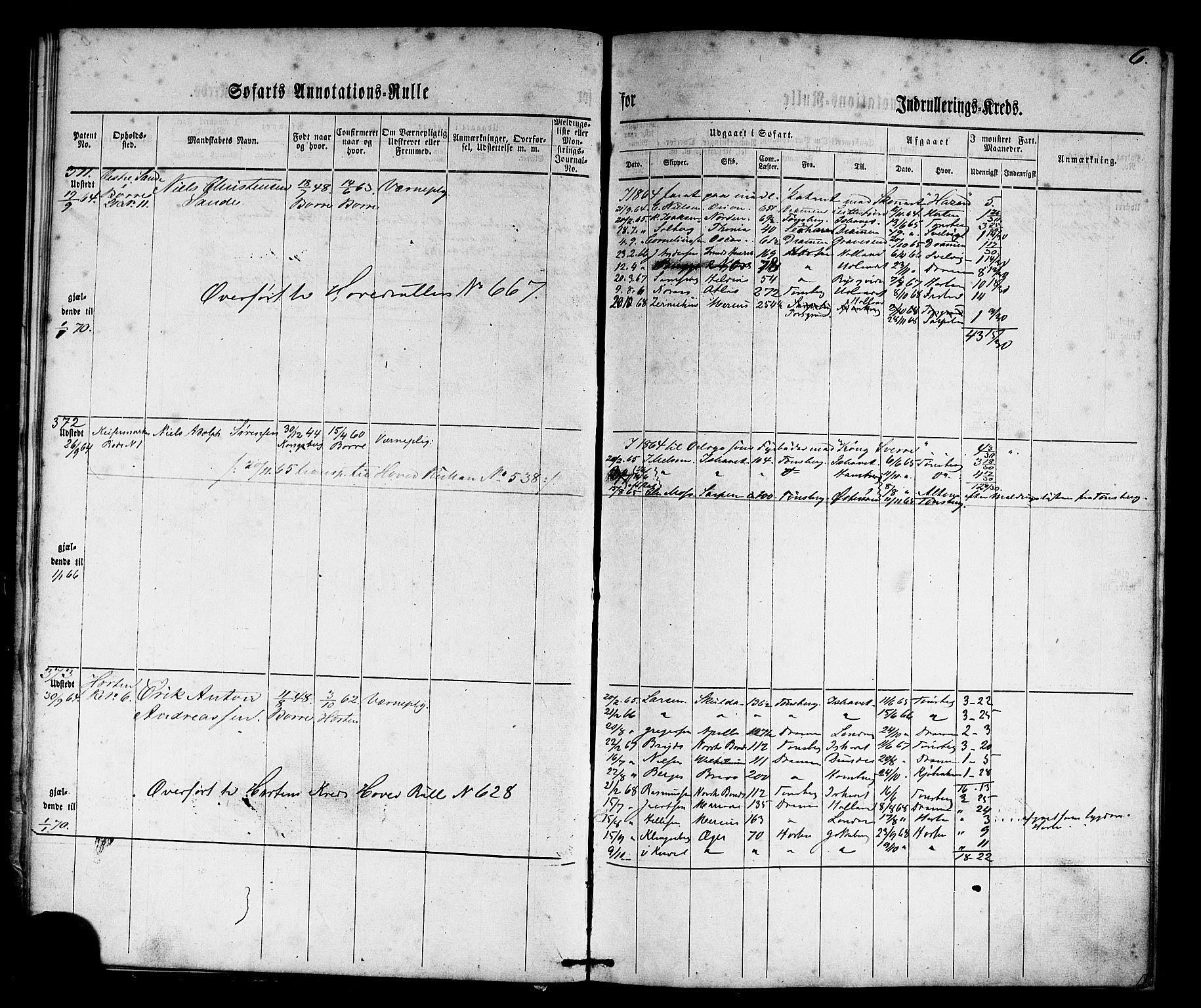Horten innrulleringskontor, AV/SAKO-A-785/F/Fb/L0001: Annotasjonsrulle, 1864-1868, s. 21