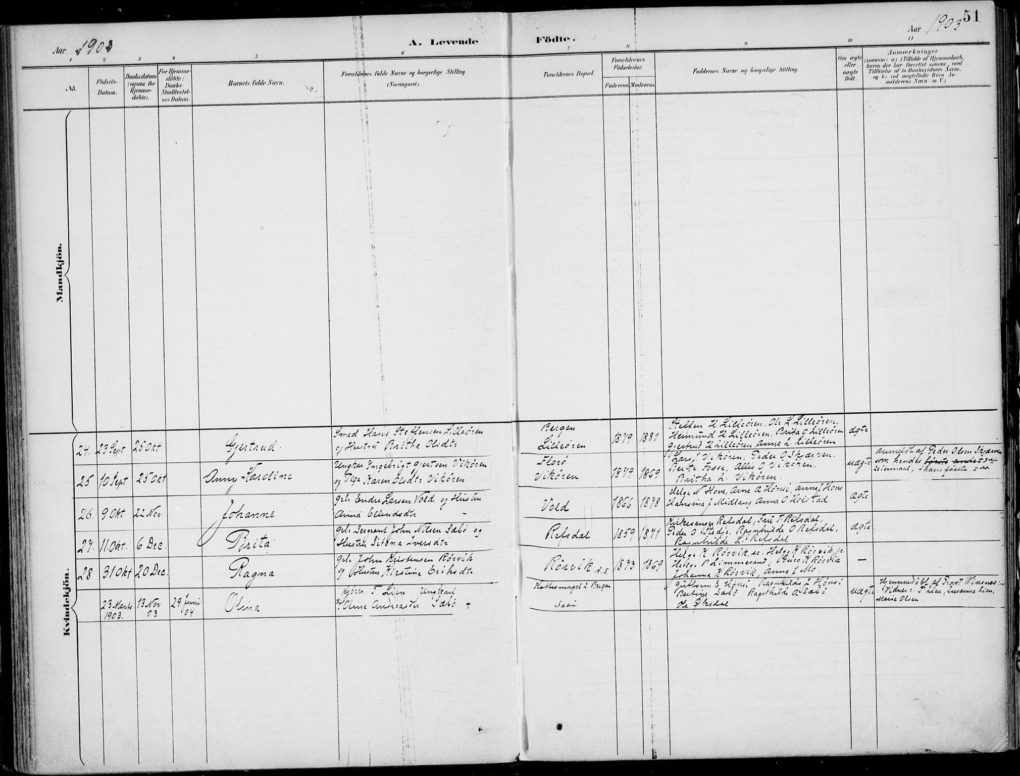 Vik sokneprestembete, AV/SAB-A-81501/H/Haa/Haab/L0002: Ministerialbok nr. B  2, 1891-1907, s. 51