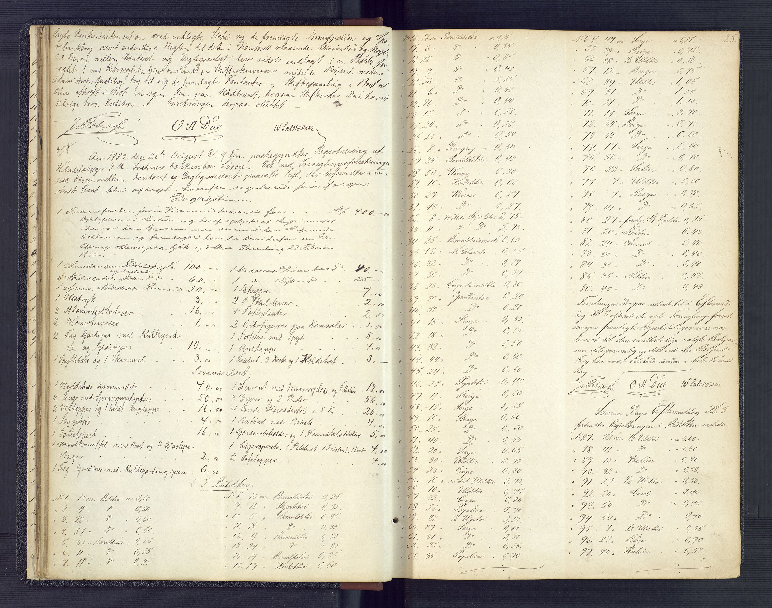 Kristiansand byrett, AV/SAK-1223-0001/H/Hc/L0032: Skifteregistreringsprotokoll nr. 4, med register, 1881-1888, s. 25