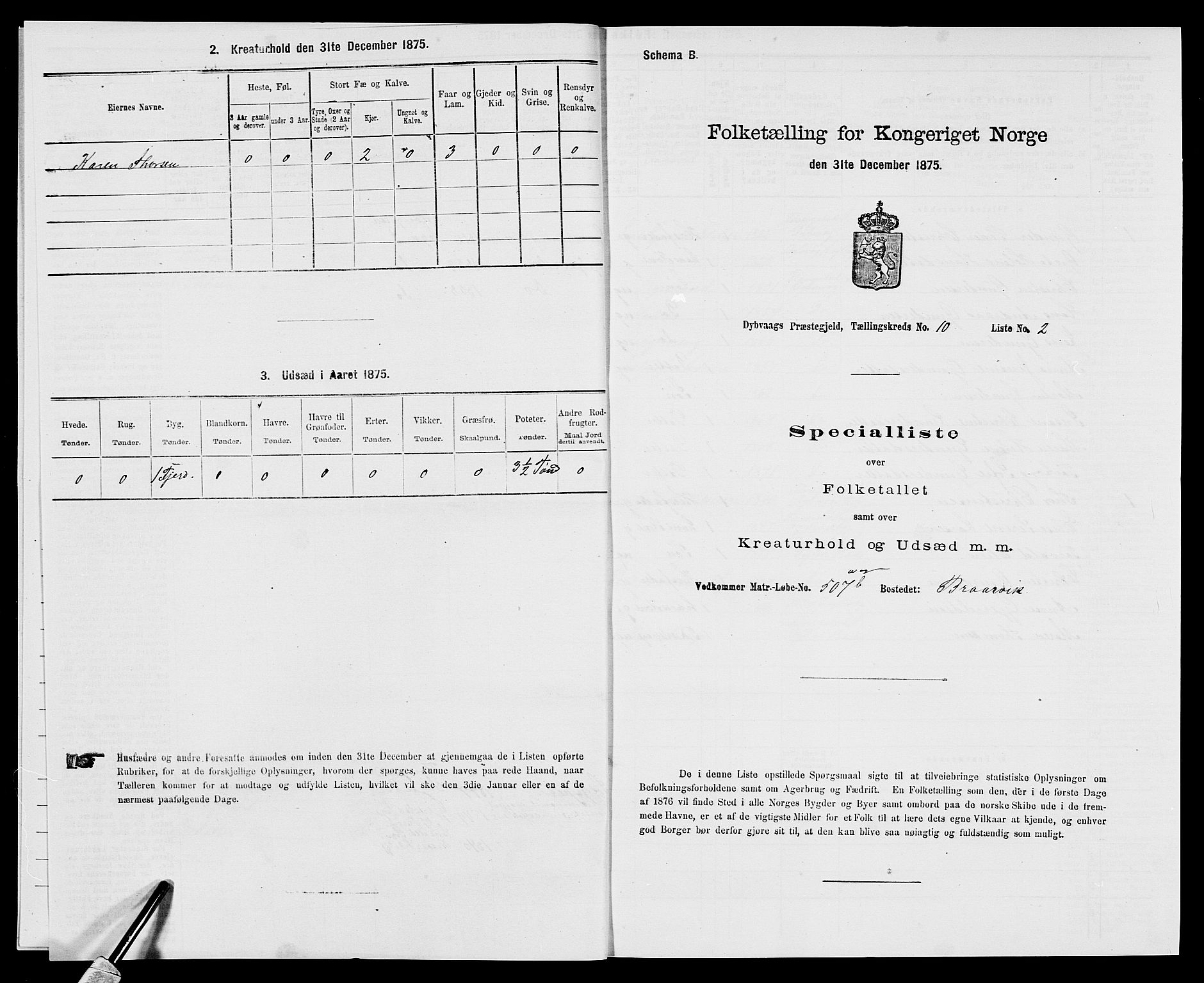 SAK, Folketelling 1875 for 0915P Dypvåg prestegjeld, 1875, s. 1309