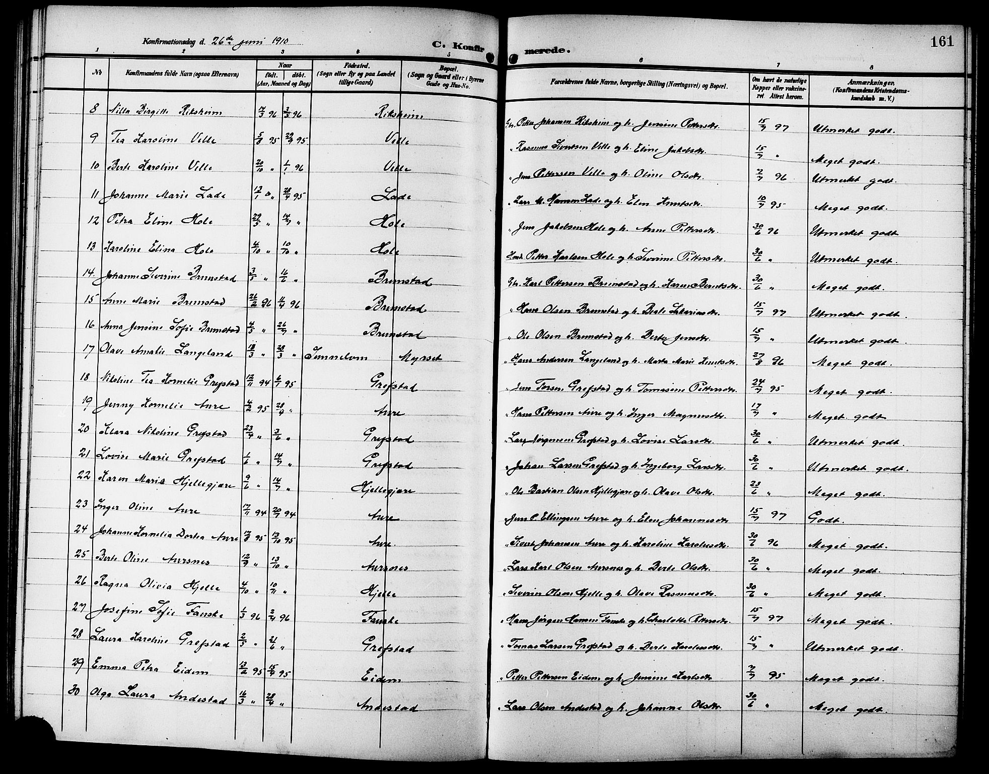 Ministerialprotokoller, klokkerbøker og fødselsregistre - Møre og Romsdal, SAT/A-1454/523/L0341: Klokkerbok nr. 523C04, 1903-1916, s. 161