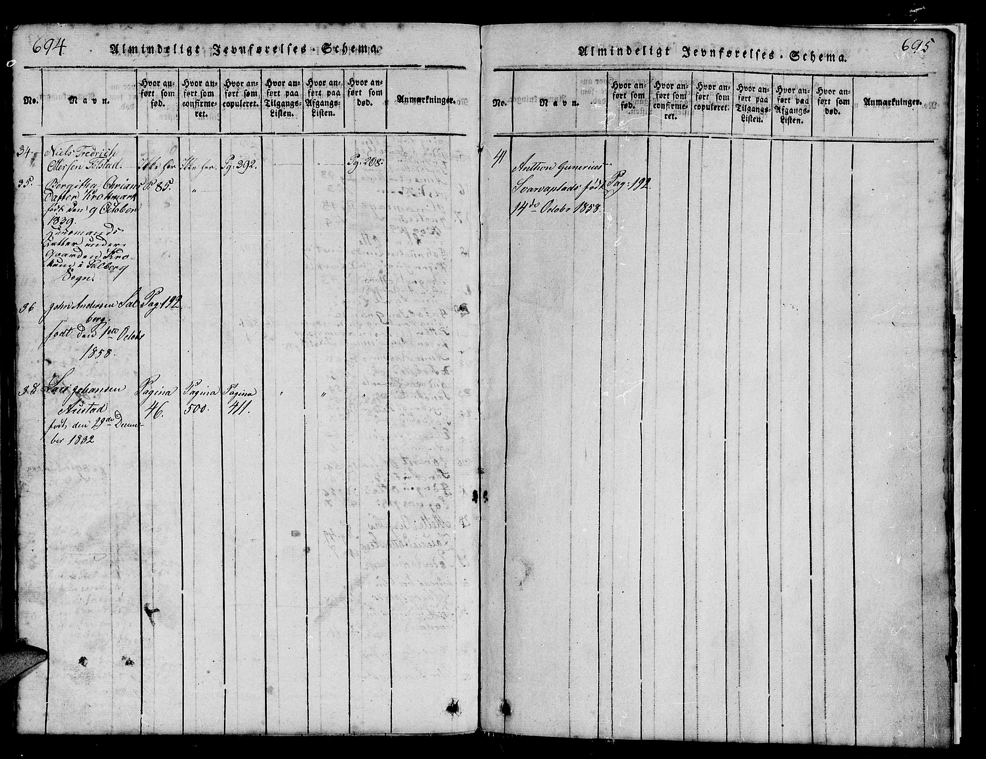 Ministerialprotokoller, klokkerbøker og fødselsregistre - Nord-Trøndelag, SAT/A-1458/731/L0310: Klokkerbok nr. 731C01, 1816-1874, s. 694-695