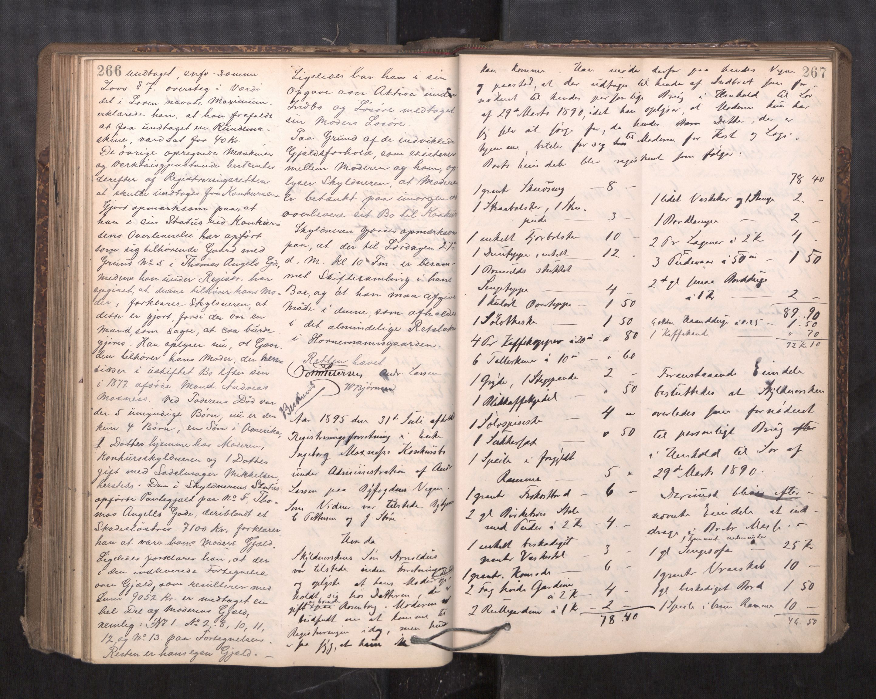 Trondheim byfogd, AV/SAT-A-0003/1/3/3C/L0015: Skifteregistreringsprotokoll - 24/2-21/3 (u/ register), 1893-1899, s. 266-267