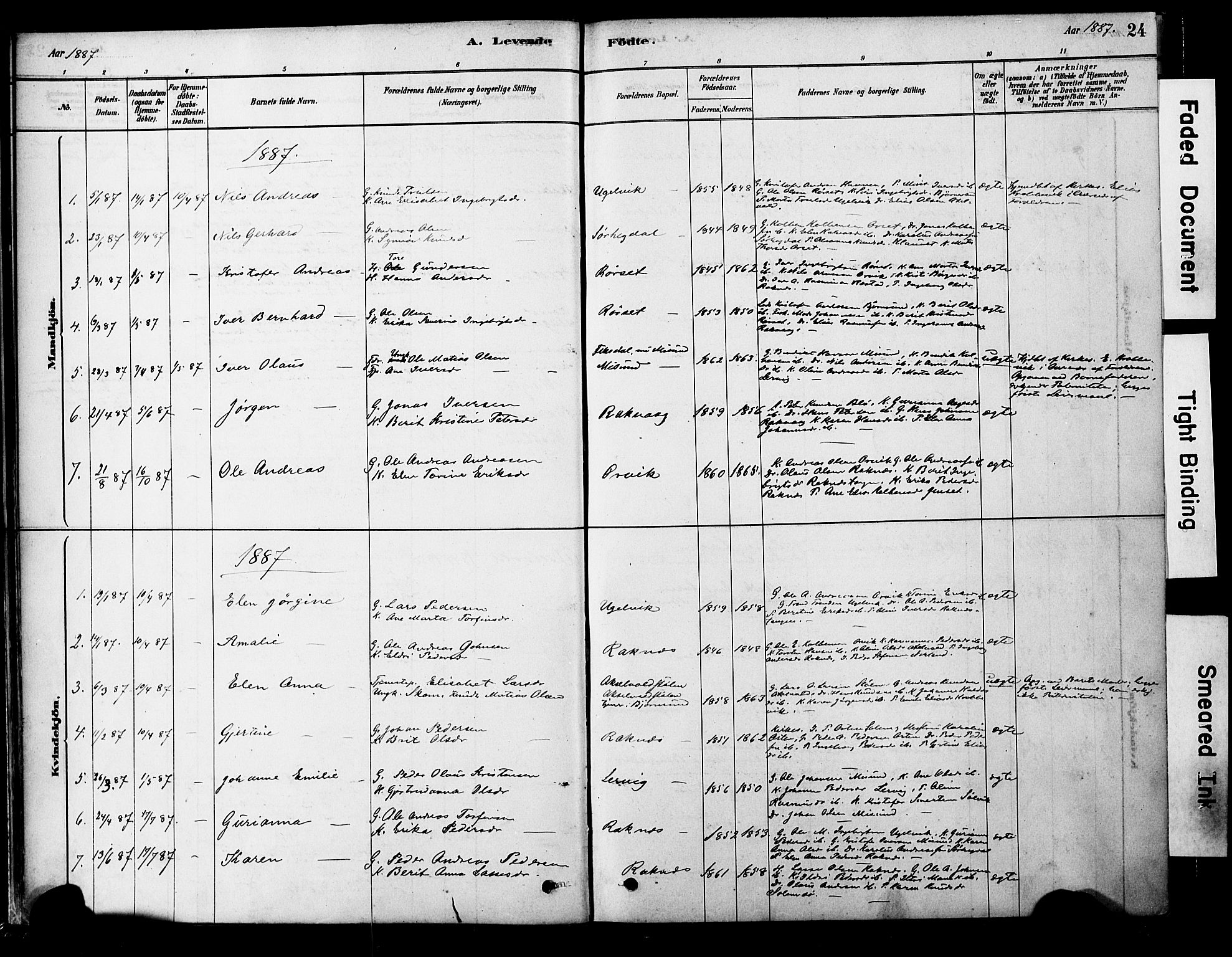 Ministerialprotokoller, klokkerbøker og fødselsregistre - Møre og Romsdal, SAT/A-1454/563/L0736: Ministerialbok nr. 563A01, 1878-1903, s. 24