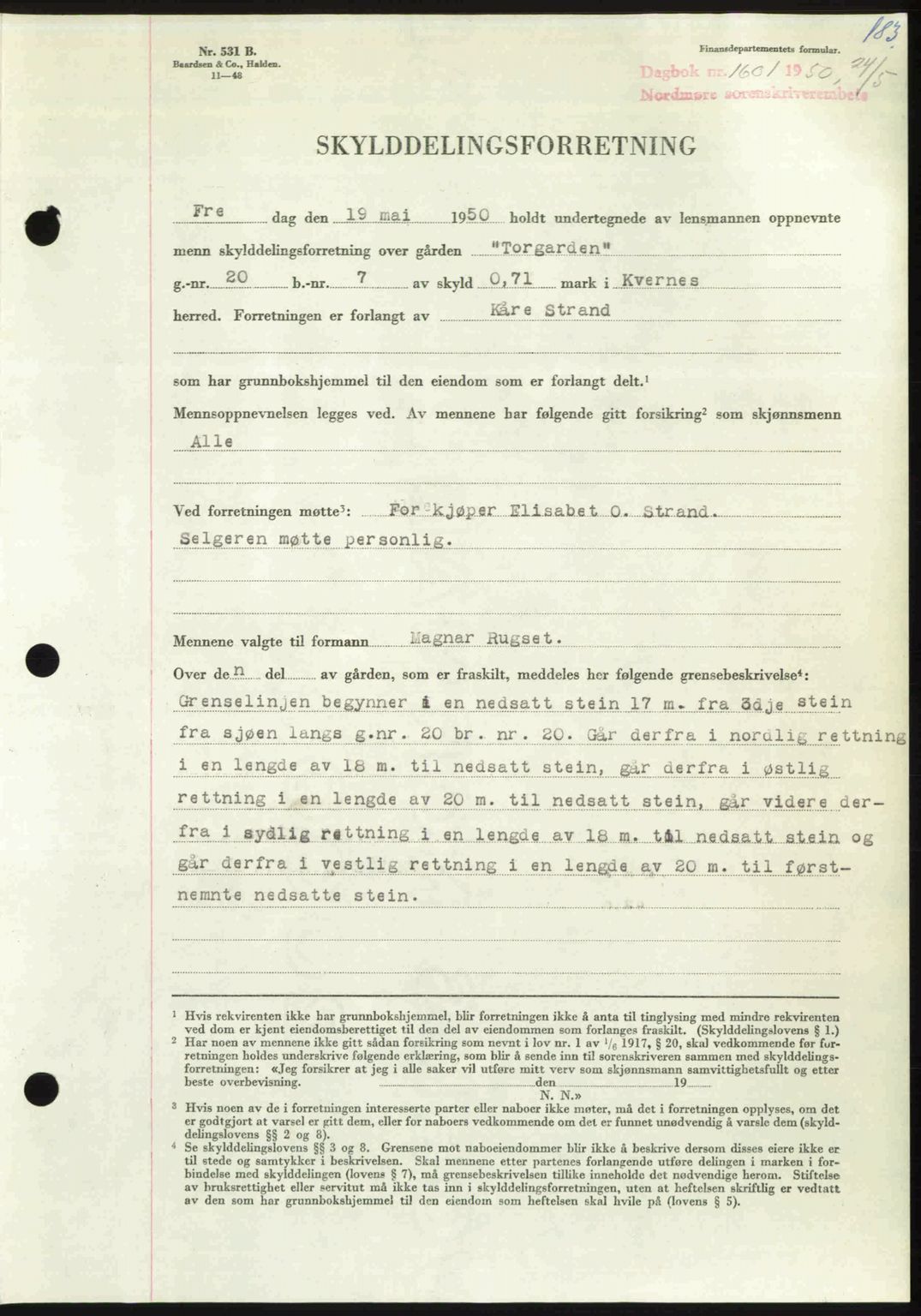 Nordmøre sorenskriveri, SAT/A-4132/1/2/2Ca: Pantebok nr. A115, 1950-1950, Dagboknr: 1601/1950