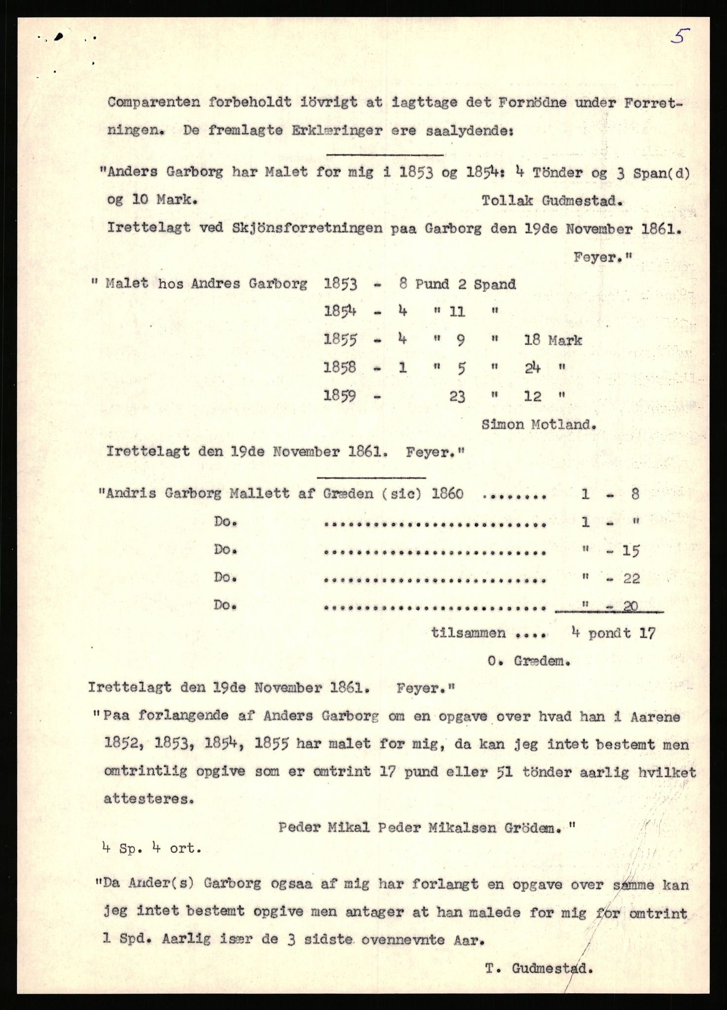 Statsarkivet i Stavanger, AV/SAST-A-101971/03/Y/Yj/L0024: Avskrifter sortert etter gårdsnavn: Fæøen - Garborg, 1750-1930, s. 799