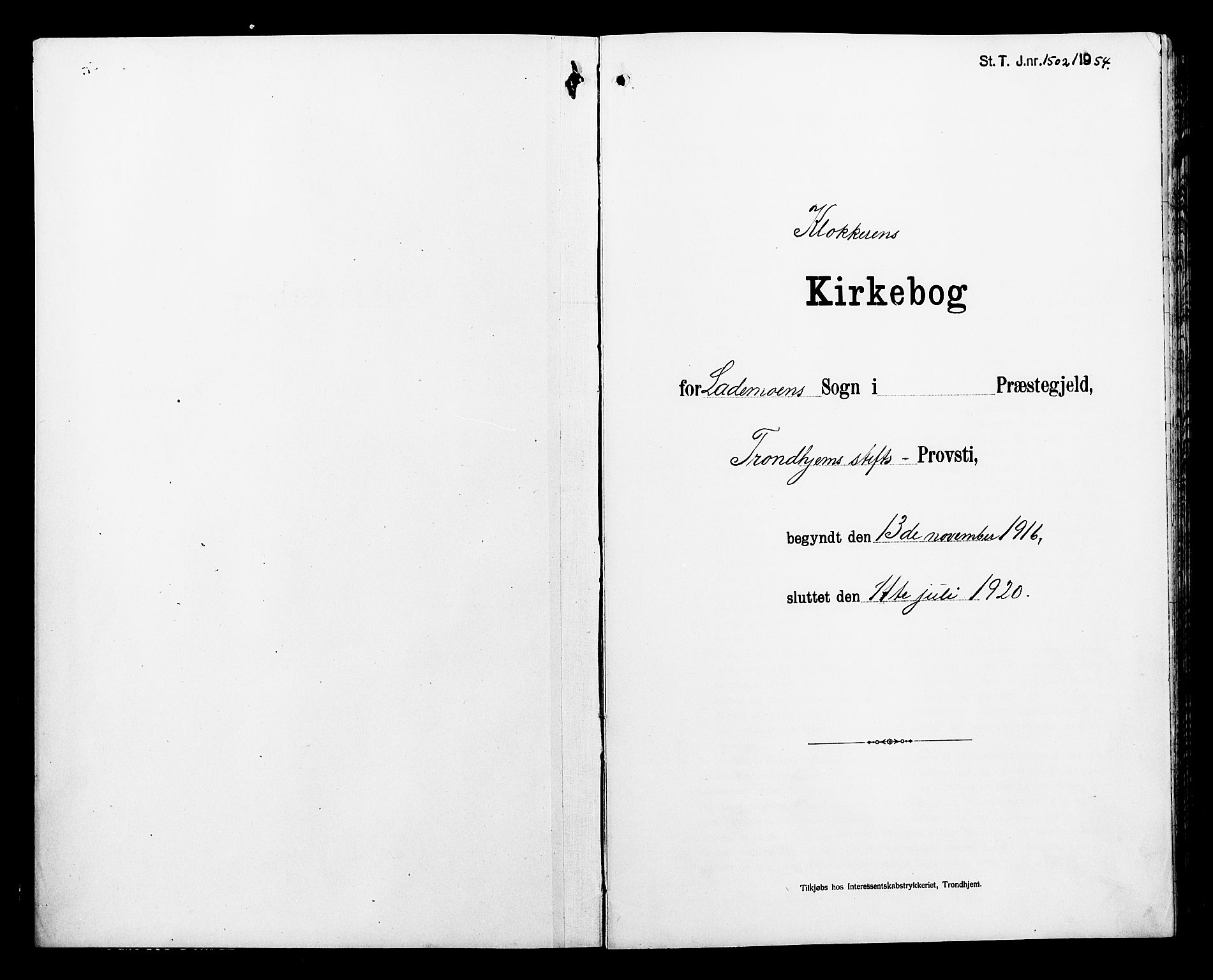 Ministerialprotokoller, klokkerbøker og fødselsregistre - Sør-Trøndelag, AV/SAT-A-1456/605/L0256: Klokkerbok nr. 605C03, 1916-1920