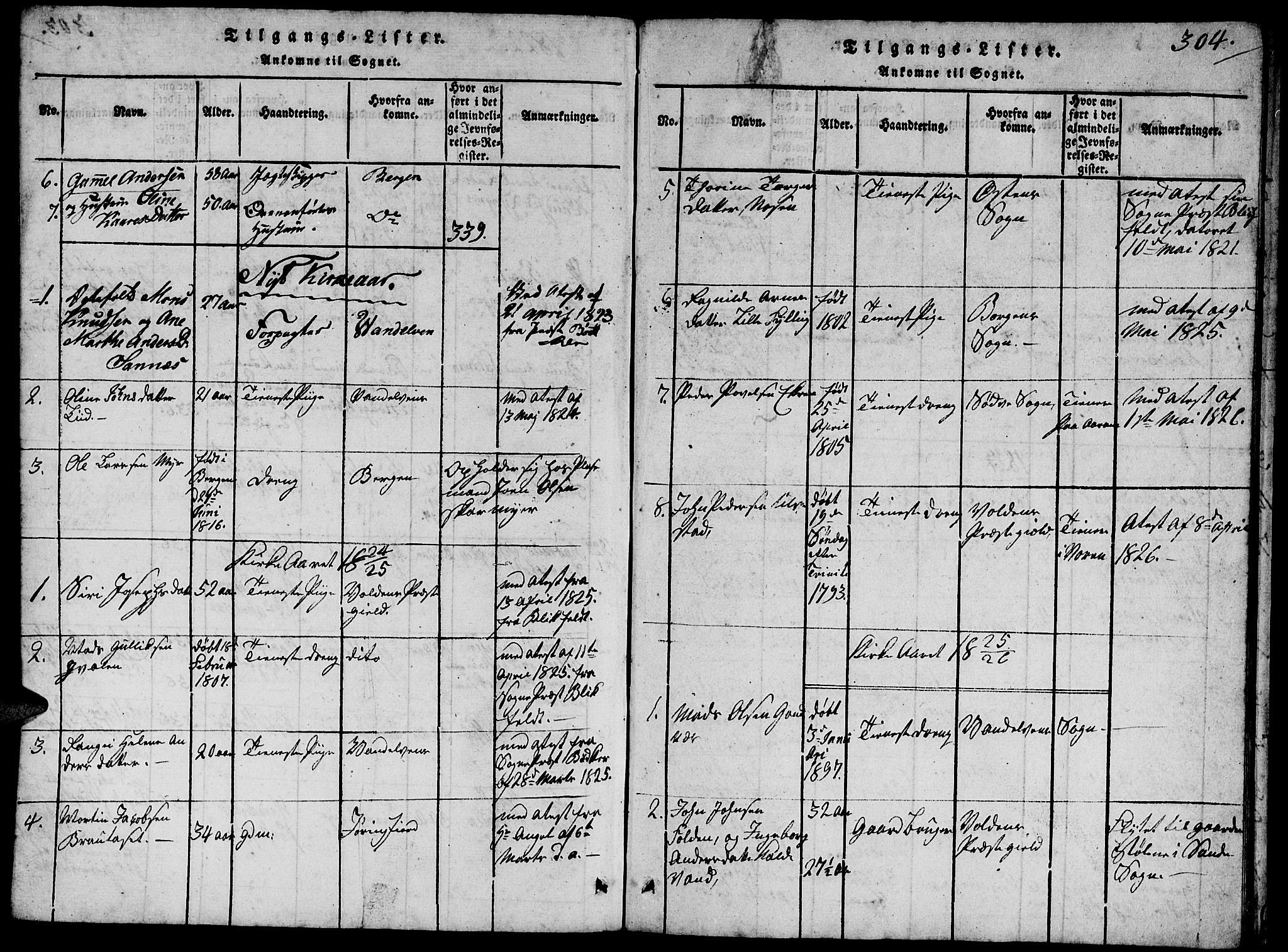 Ministerialprotokoller, klokkerbøker og fødselsregistre - Møre og Romsdal, SAT/A-1454/503/L0046: Klokkerbok nr. 503C01, 1816-1842, s. 304