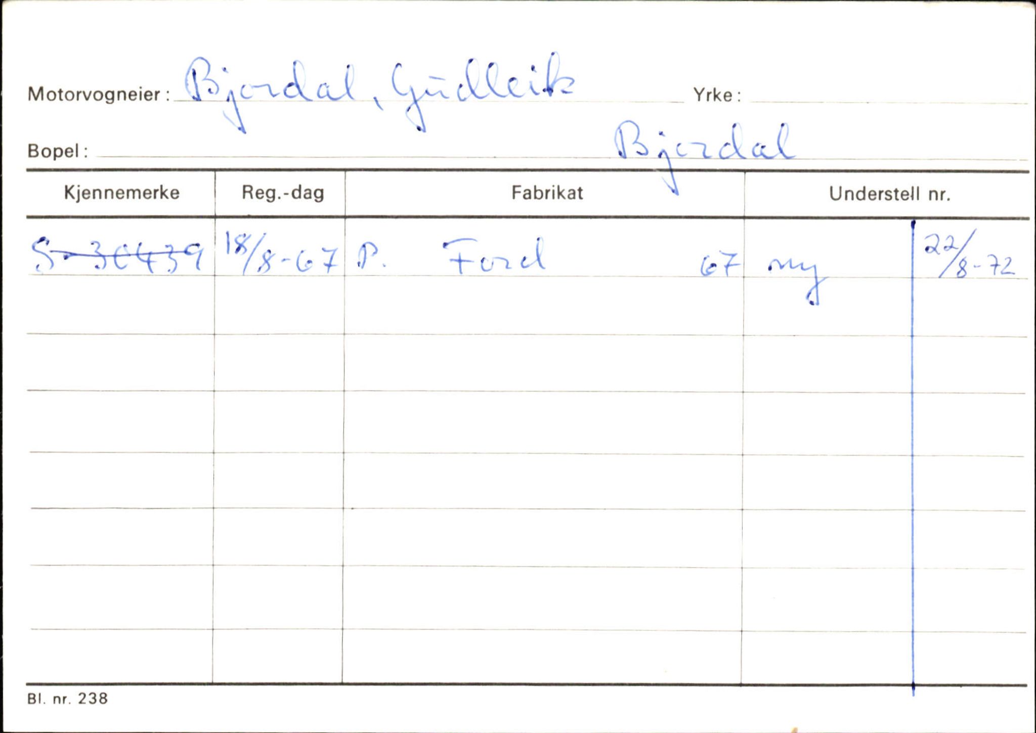 Statens vegvesen, Sogn og Fjordane vegkontor, SAB/A-5301/4/F/L0130: Eigarregister Eid T-Å. Høyanger A-O, 1945-1975, s. 617