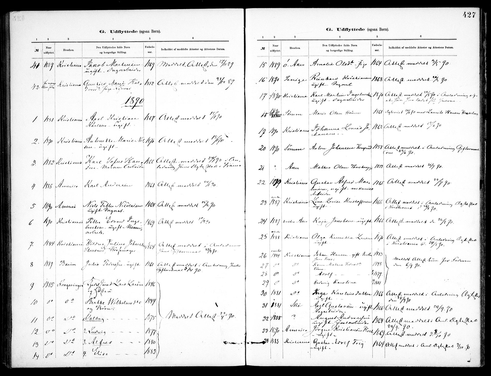 Skedsmo prestekontor Kirkebøker, SAO/A-10033a/F/Fa/L0013: Ministerialbok nr. I 13, 1883-1891, s. 427