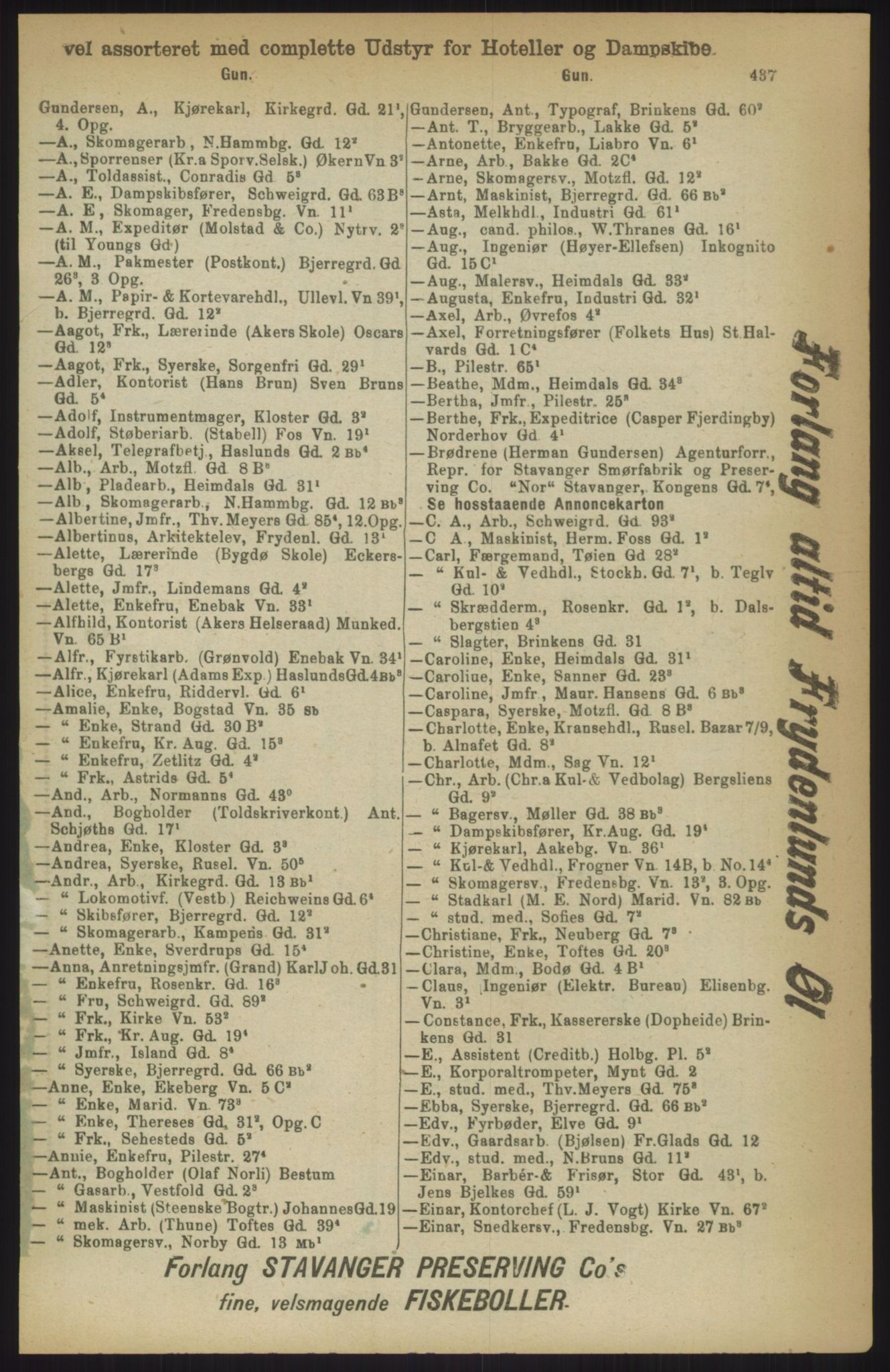 Kristiania/Oslo adressebok, PUBL/-, 1911, s. 437
