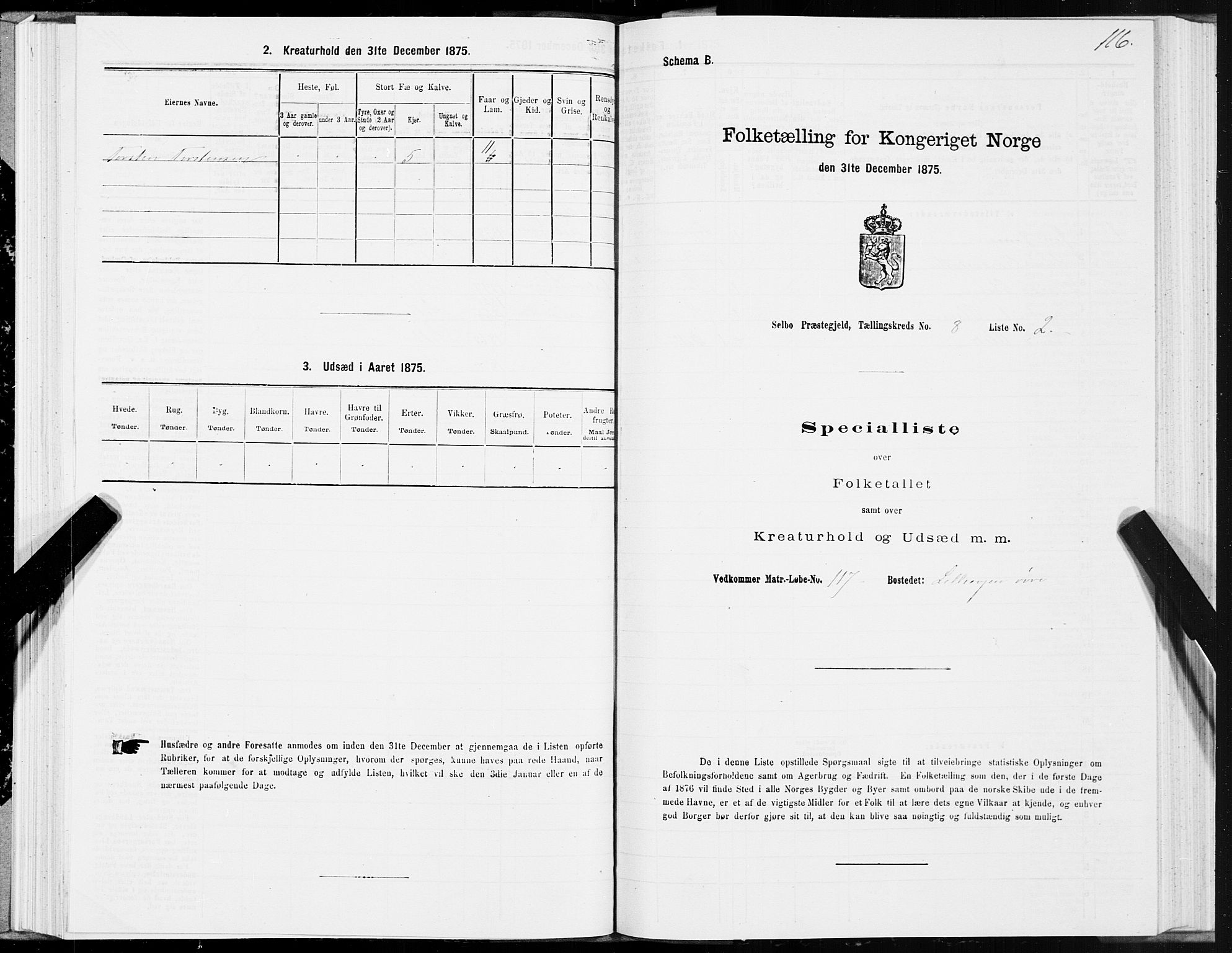 SAT, Folketelling 1875 for 1664P Selbu prestegjeld, 1875, s. 4116