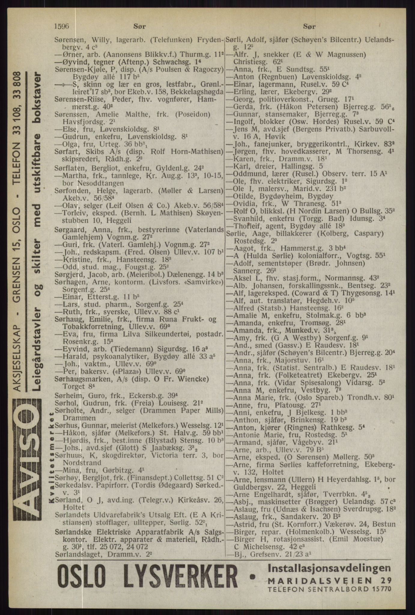 Kristiania/Oslo adressebok, PUBL/-, 1944, s. 1596