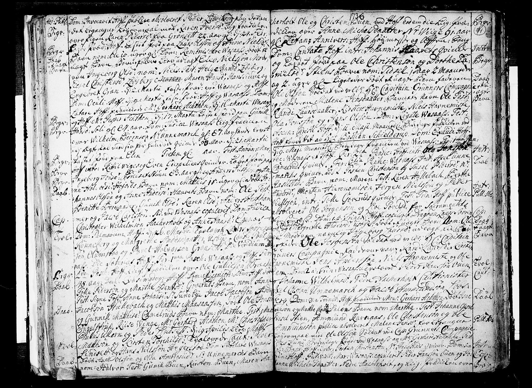 Hof kirkebøker, AV/SAKO-A-64/F/Fa/L0001: Ministerialbok nr. I 1, 1704-1745, s. 41