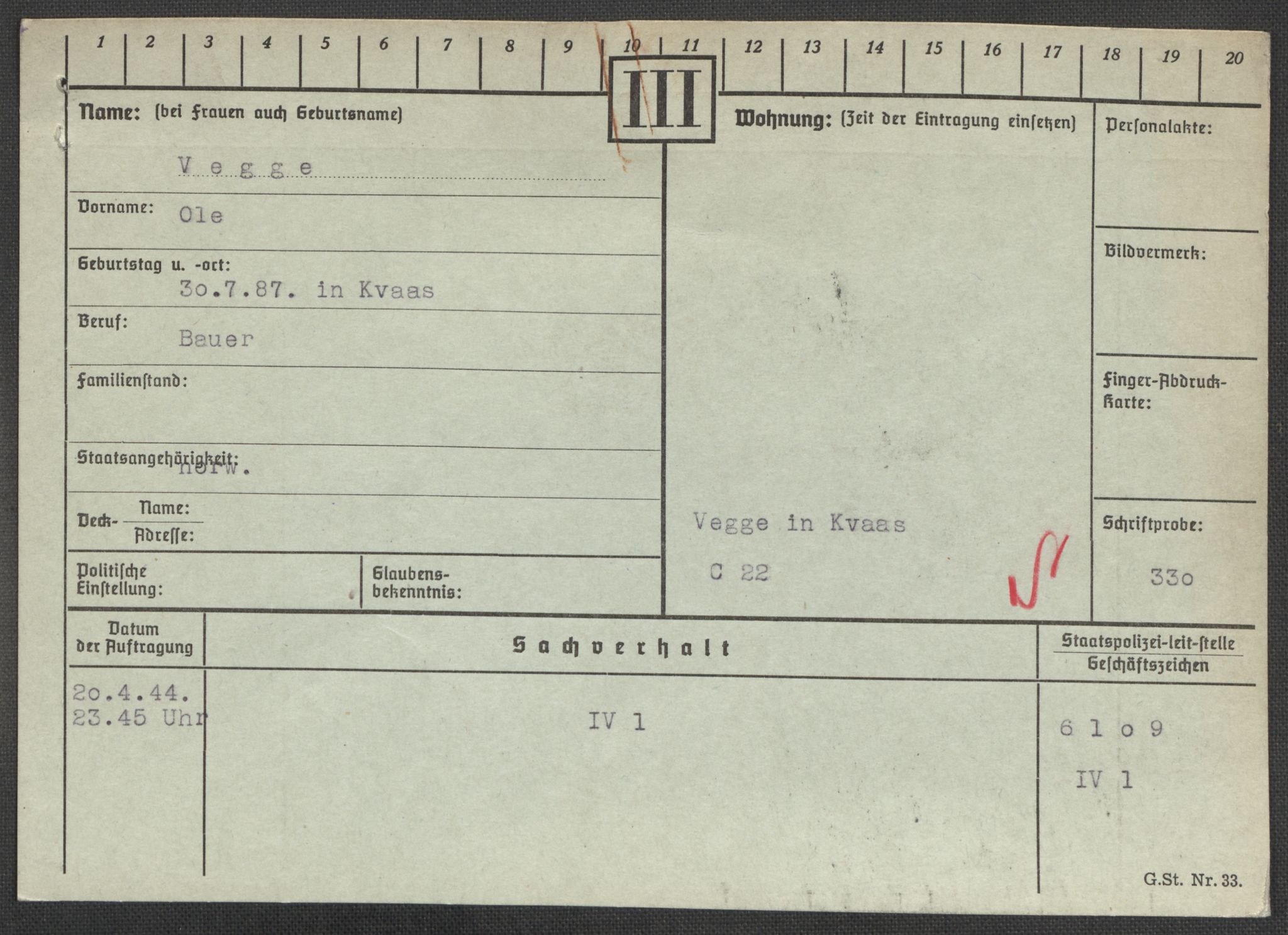 Befehlshaber der Sicherheitspolizei und des SD, AV/RA-RAFA-5969/E/Ea/Eaa/L0010: Register over norske fanger i Møllergata 19: Sø-Å, 1940-1945, s. 716