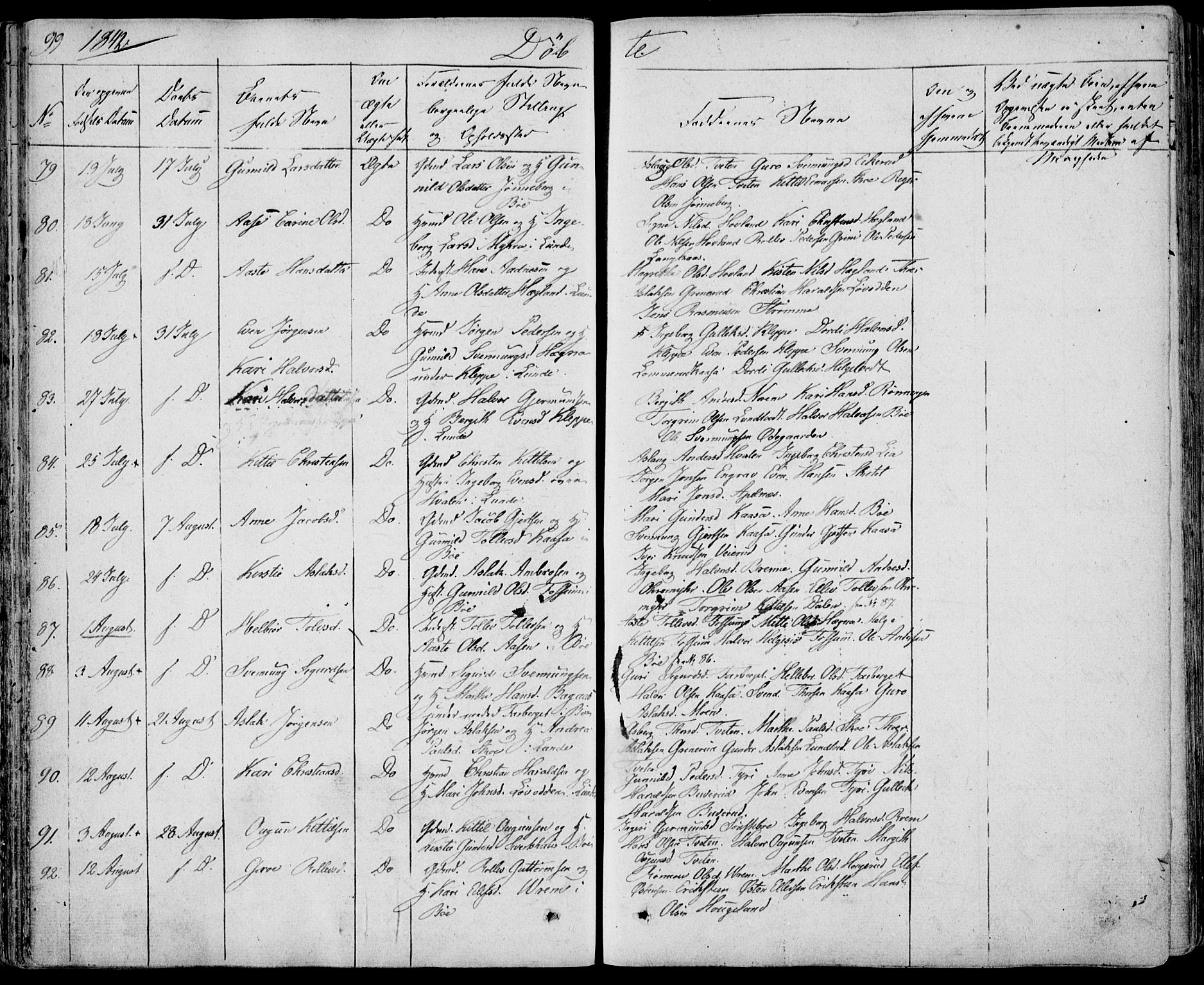 Bø kirkebøker, AV/SAKO-A-257/F/Fa/L0007: Ministerialbok nr. 7, 1831-1848, s. 99