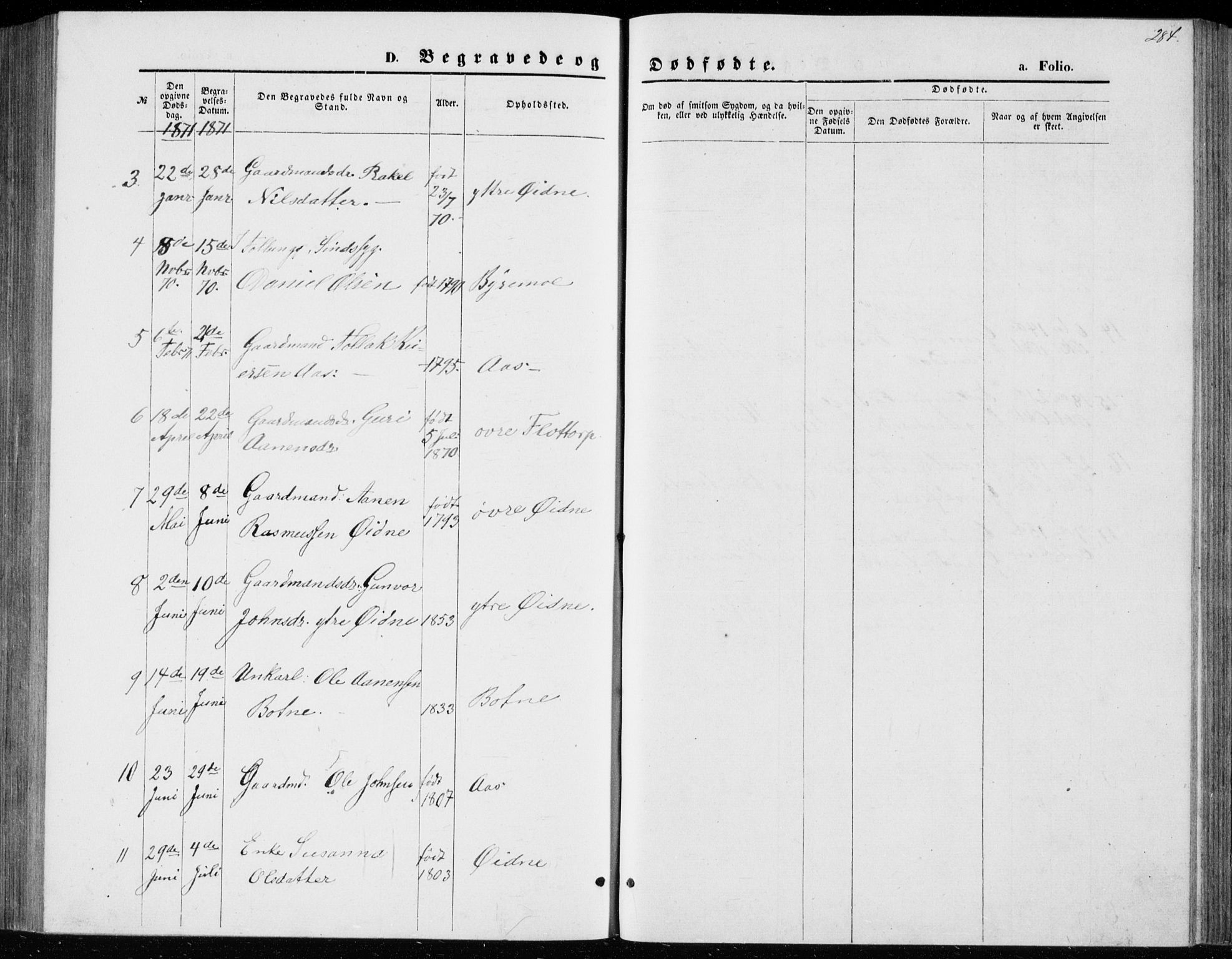 Bjelland sokneprestkontor, SAK/1111-0005/F/Fb/Fbc/L0002: Klokkerbok nr. B 2, 1867-1887, s. 284