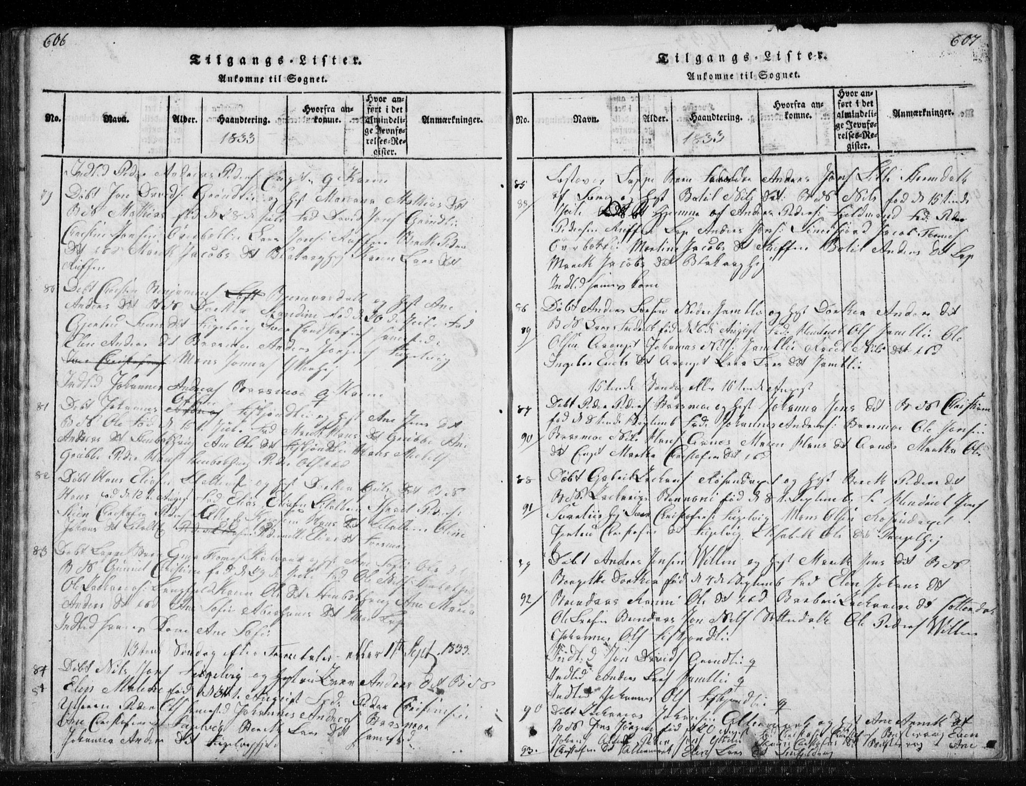 Ministerialprotokoller, klokkerbøker og fødselsregistre - Nordland, AV/SAT-A-1459/827/L0412: Klokkerbok nr. 827C01, 1820-1841, s. 606-607