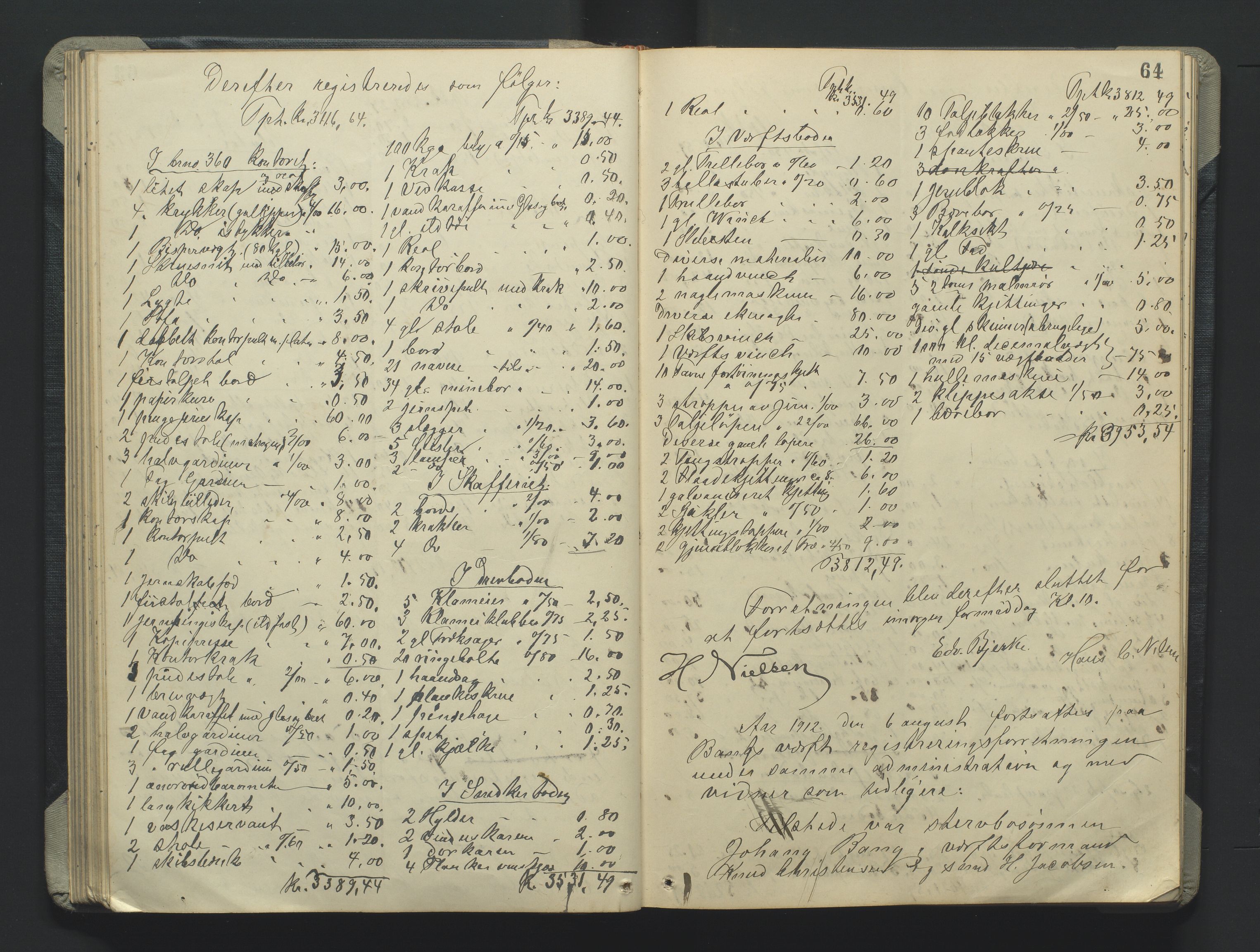 Grimstad byfogd, AV/SAK-1222-0003/H/Hc/L0009: Skifteprotokoll nr. 9, 1908-1918, s. 64