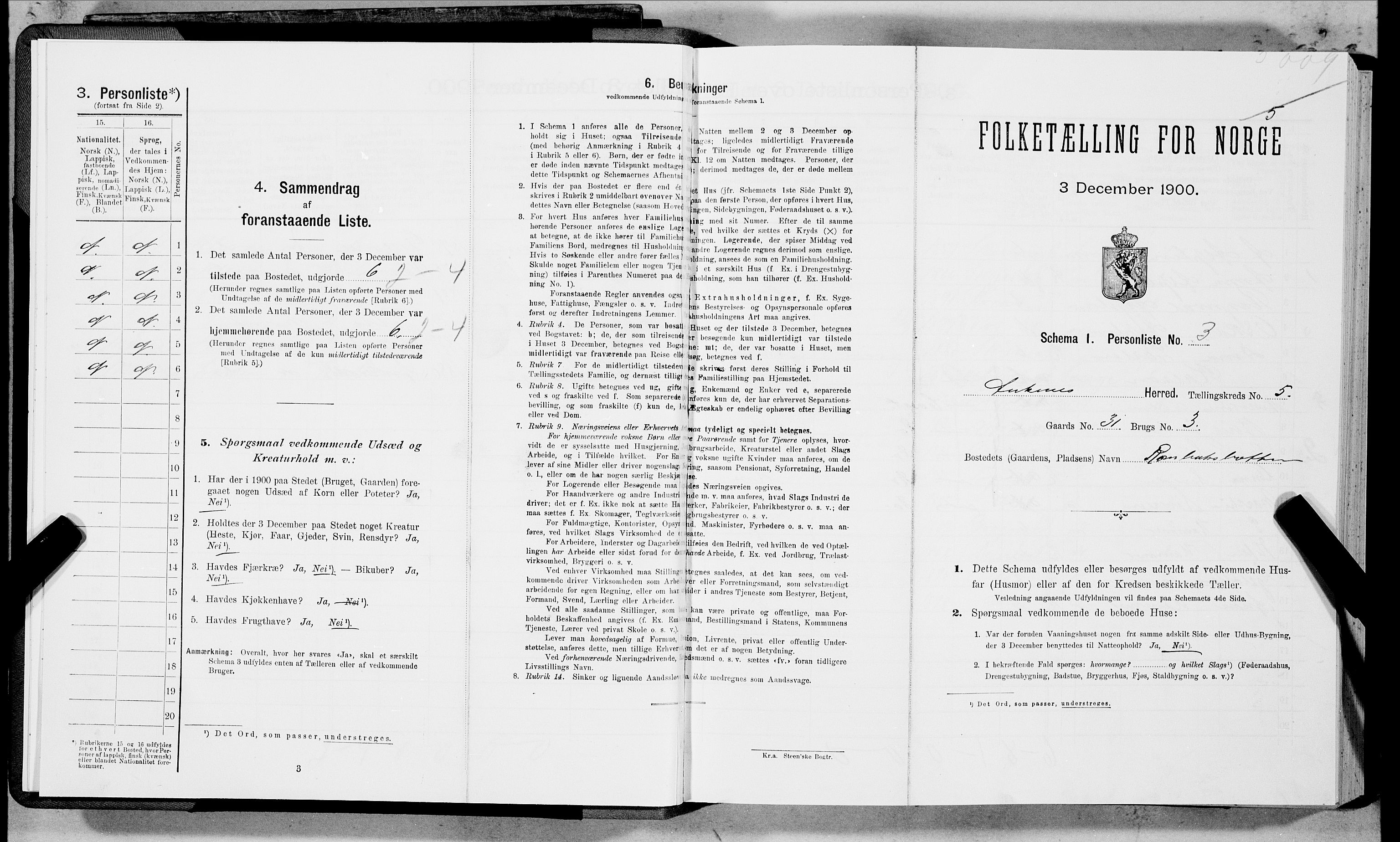 SAT, Folketelling 1900 for 1855 Ankenes herred, 1900, s. 329