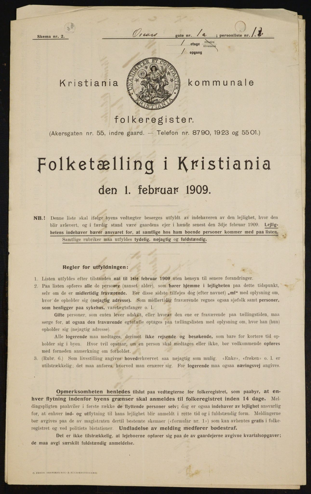 OBA, Kommunal folketelling 1.2.1909 for Kristiania kjøpstad, 1909, s. 68848