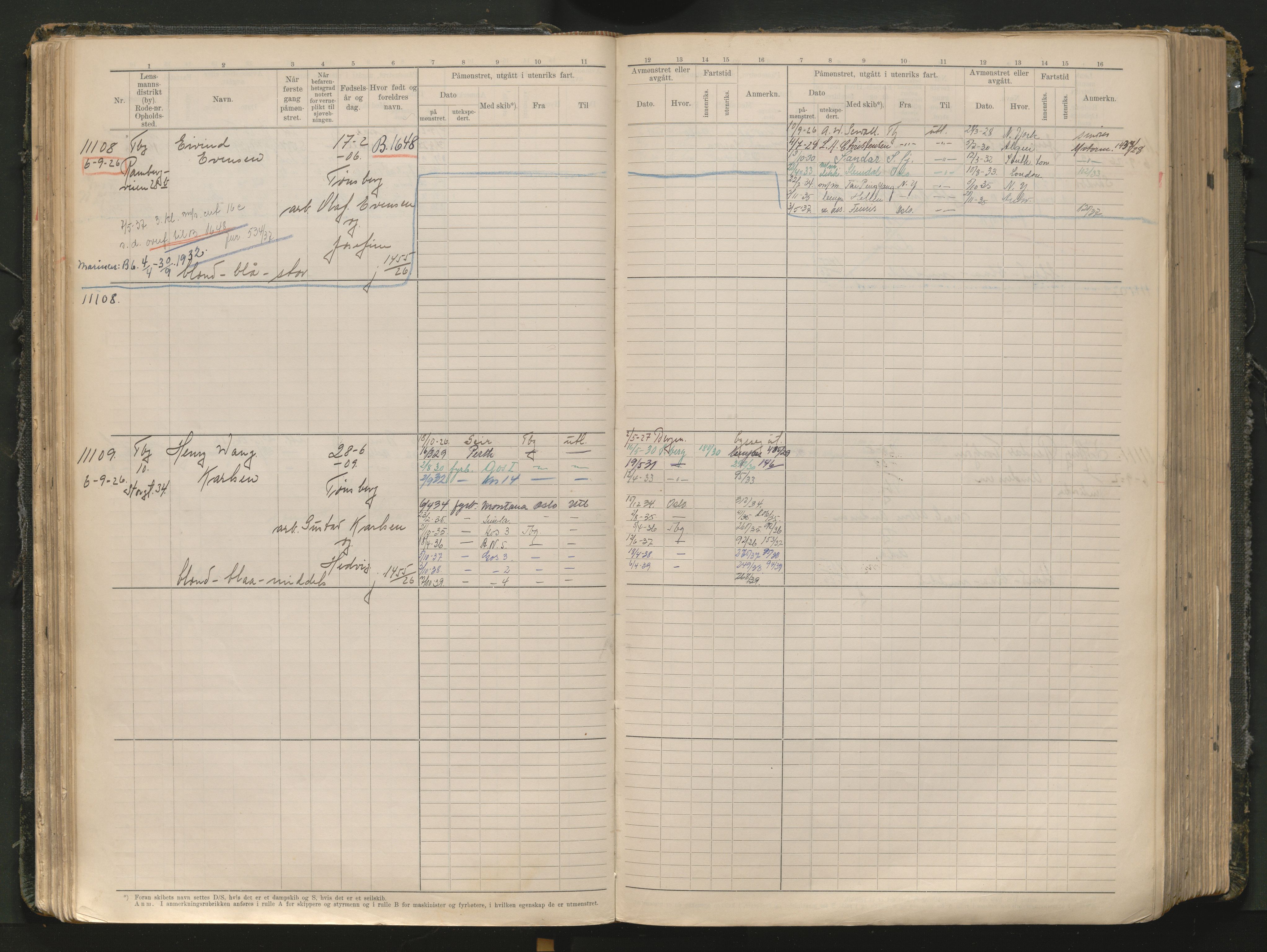 Tønsberg innrulleringskontor, AV/SAKO-A-786/F/Fc/Fcb/L0012: Hovedrulle Patent nr. 10828-12216, 1925-1948