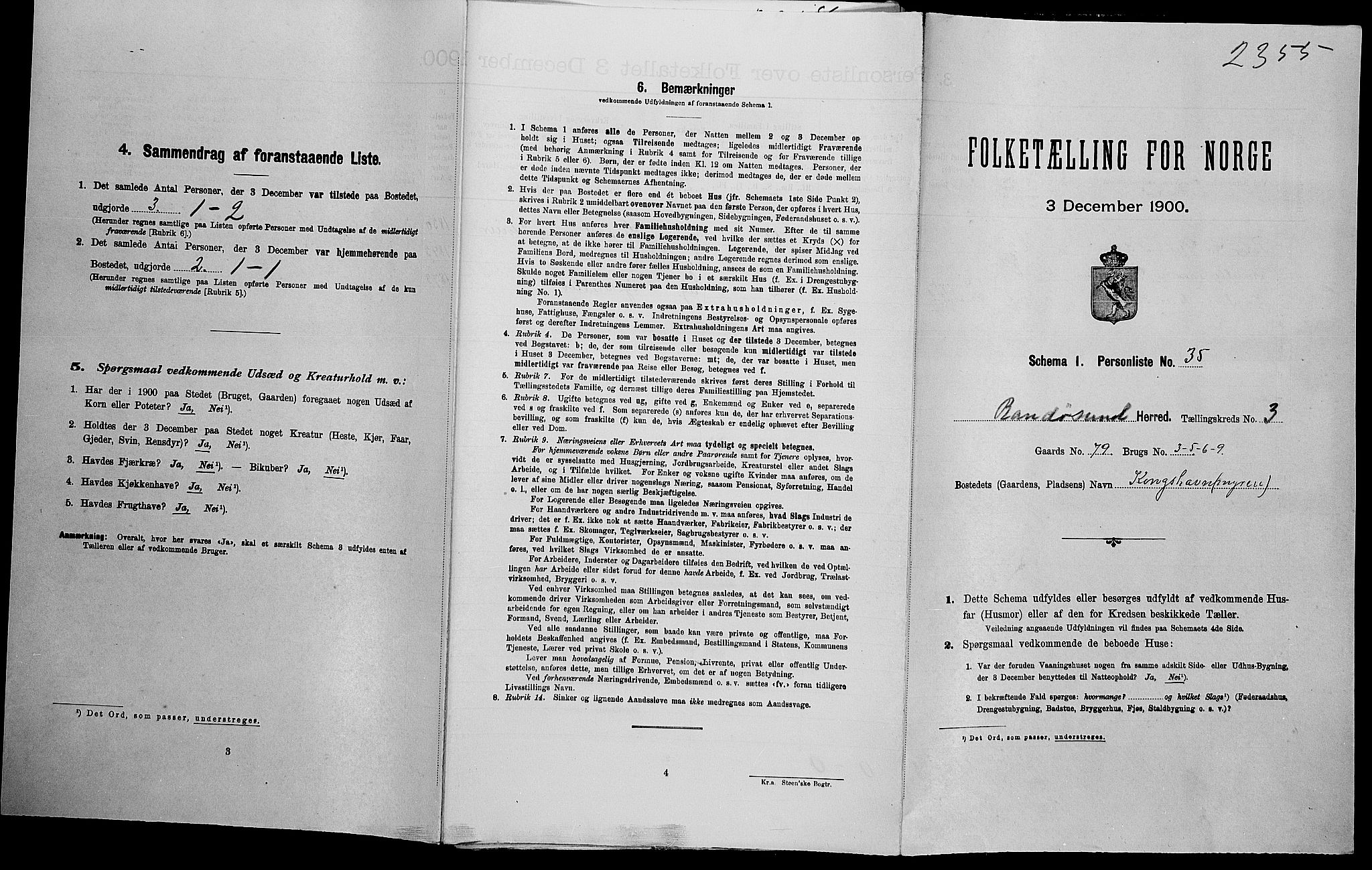 SAK, Folketelling 1900 for 1011 Randesund herred, 1900, s. 413