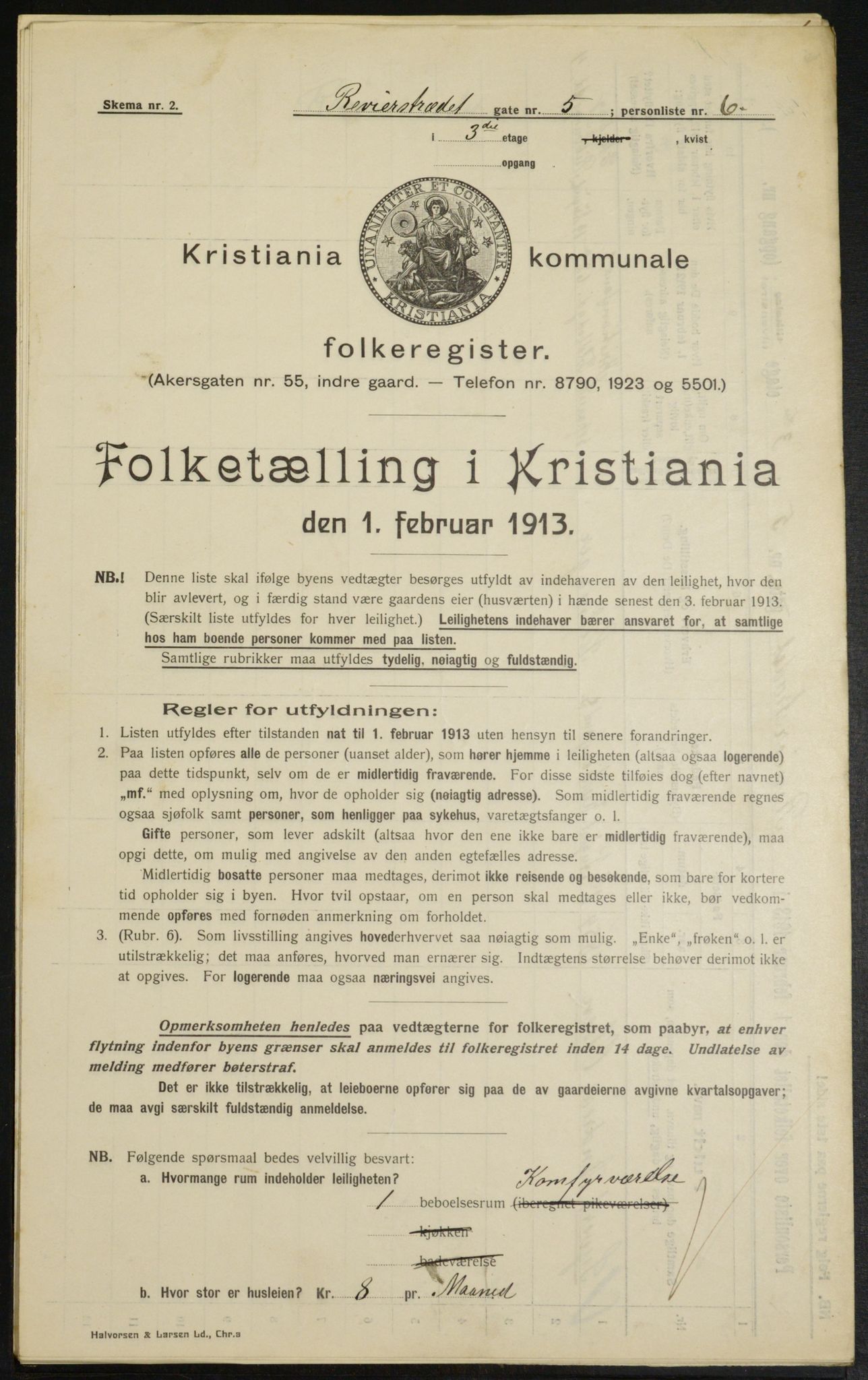 OBA, Kommunal folketelling 1.2.1913 for Kristiania, 1913, s. 82938