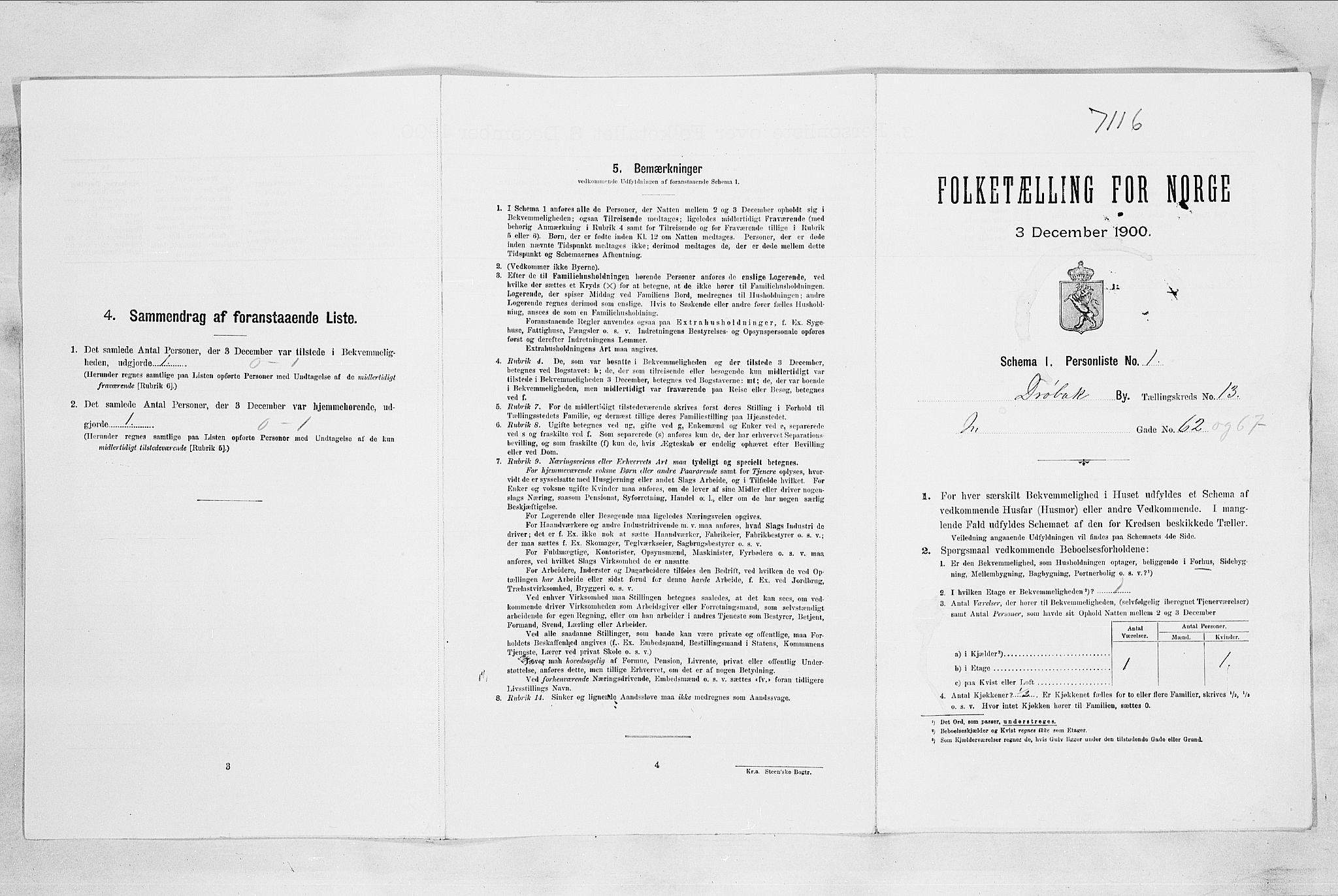 SAO, Folketelling 1900 for 0203 Drøbak kjøpstad, 1900