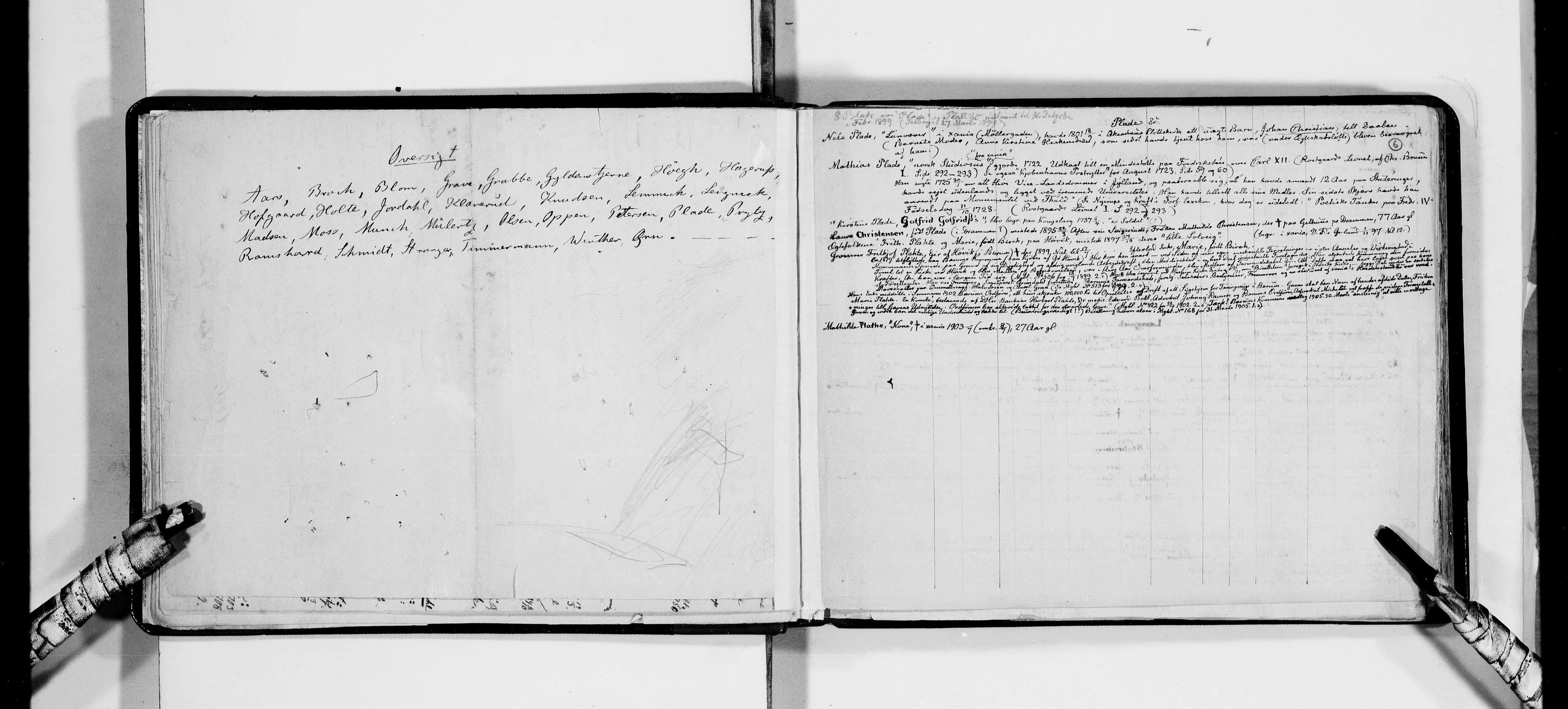 Lassens samlinger, AV/RA-PA-0051/F/Fa/L0033: Personalhistoriske og genealogiske opptegnelser: Plaathe - Qværnstrøm, 1500-1907