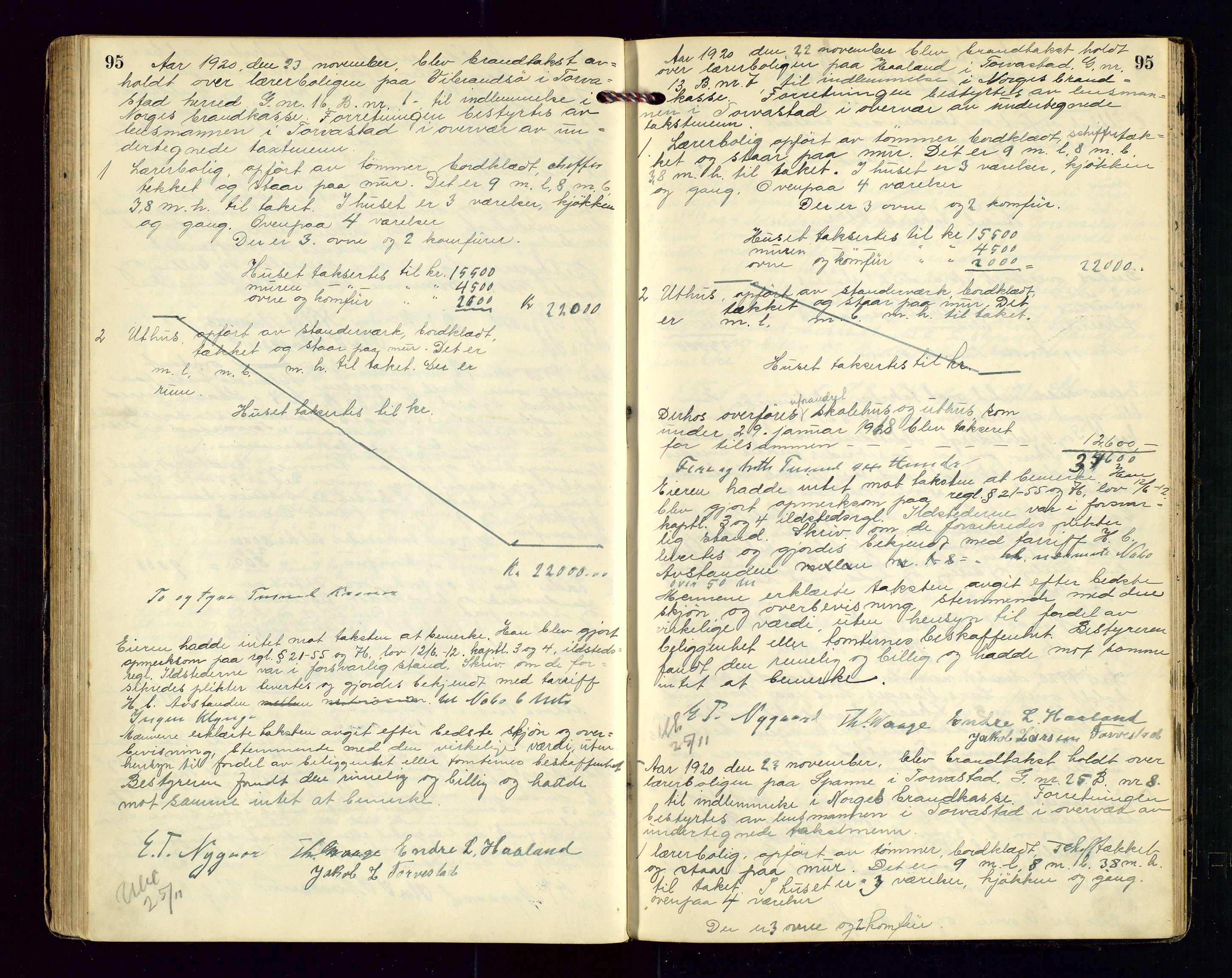 Torvestad lensmannskontor, SAST/A-100307/1/Goa/L0003: "Brandtakstsprotokol for lensmanden i Torvestad", 1917-1925, s. 95