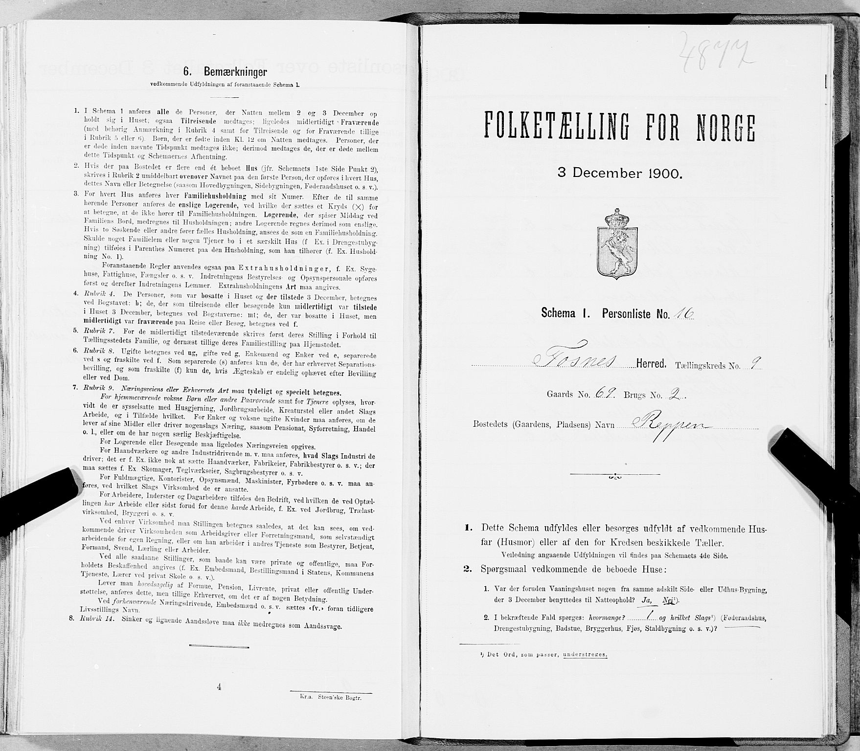 SAT, Folketelling 1900 for 1748 Fosnes herred, 1900, s. 1267